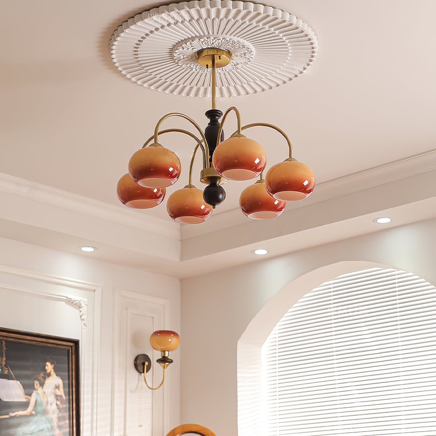 Aurora Chandelier Amberly Arch Curved Arms - Lamp Outdoor
