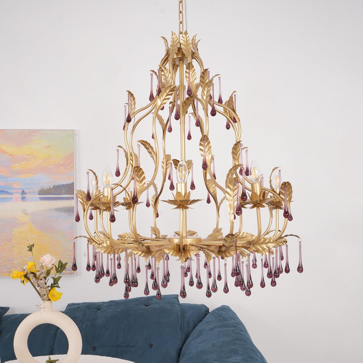 Amethyst Drops Glass Chandelier - Lamp Outdoor