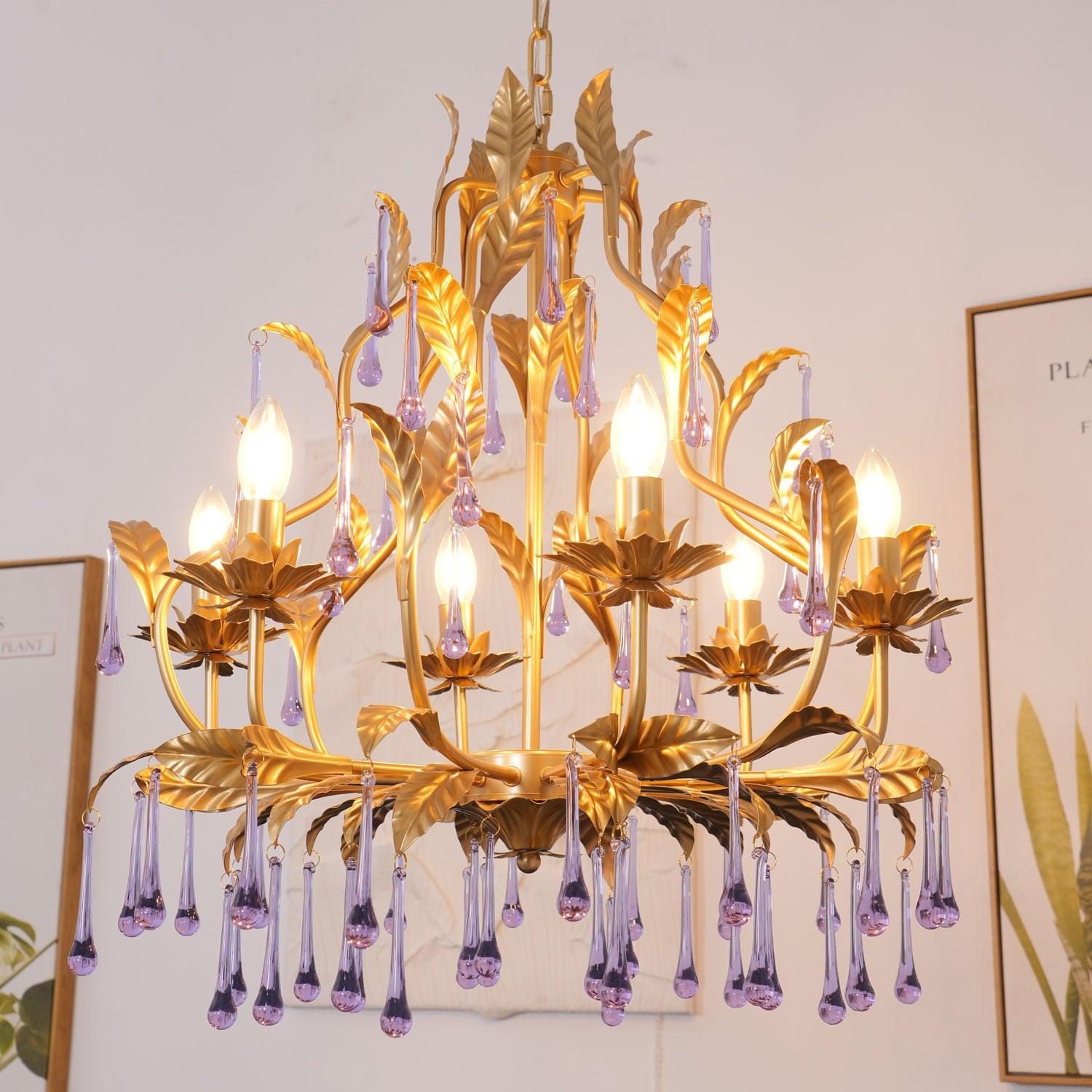 Amethyst Drops Glass Chandelier - Lamp Outdoor