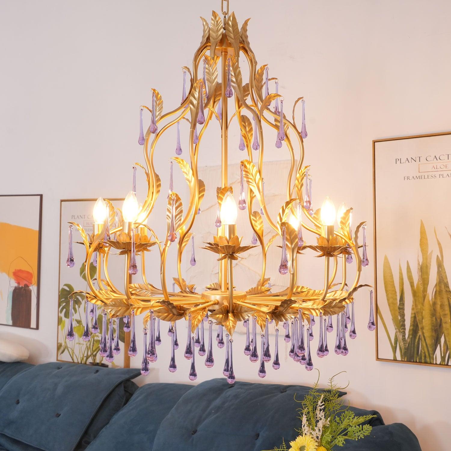 Amethyst Drops Glass Chandelier - Lamp Outdoor
