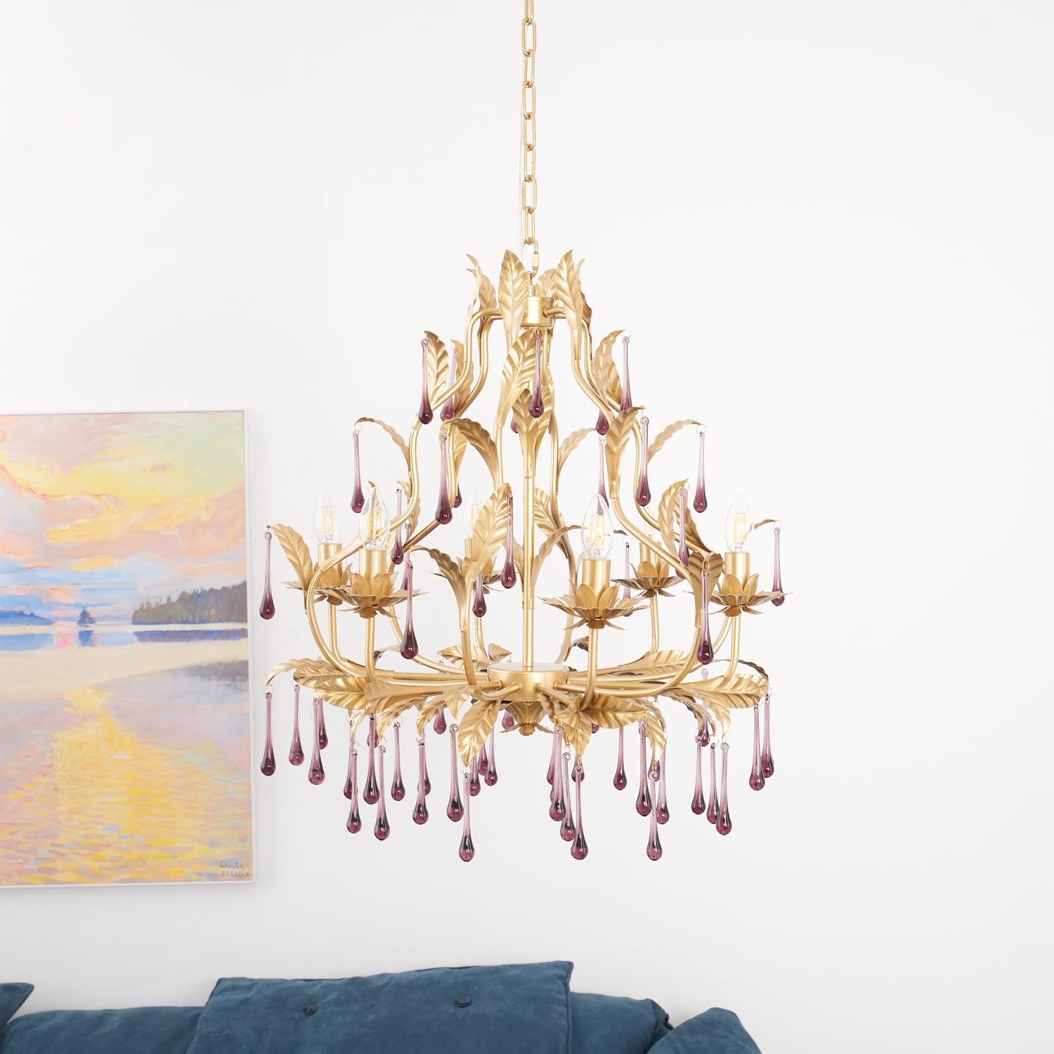 Amethyst Drops Glass Chandelier - Lamp Outdoor