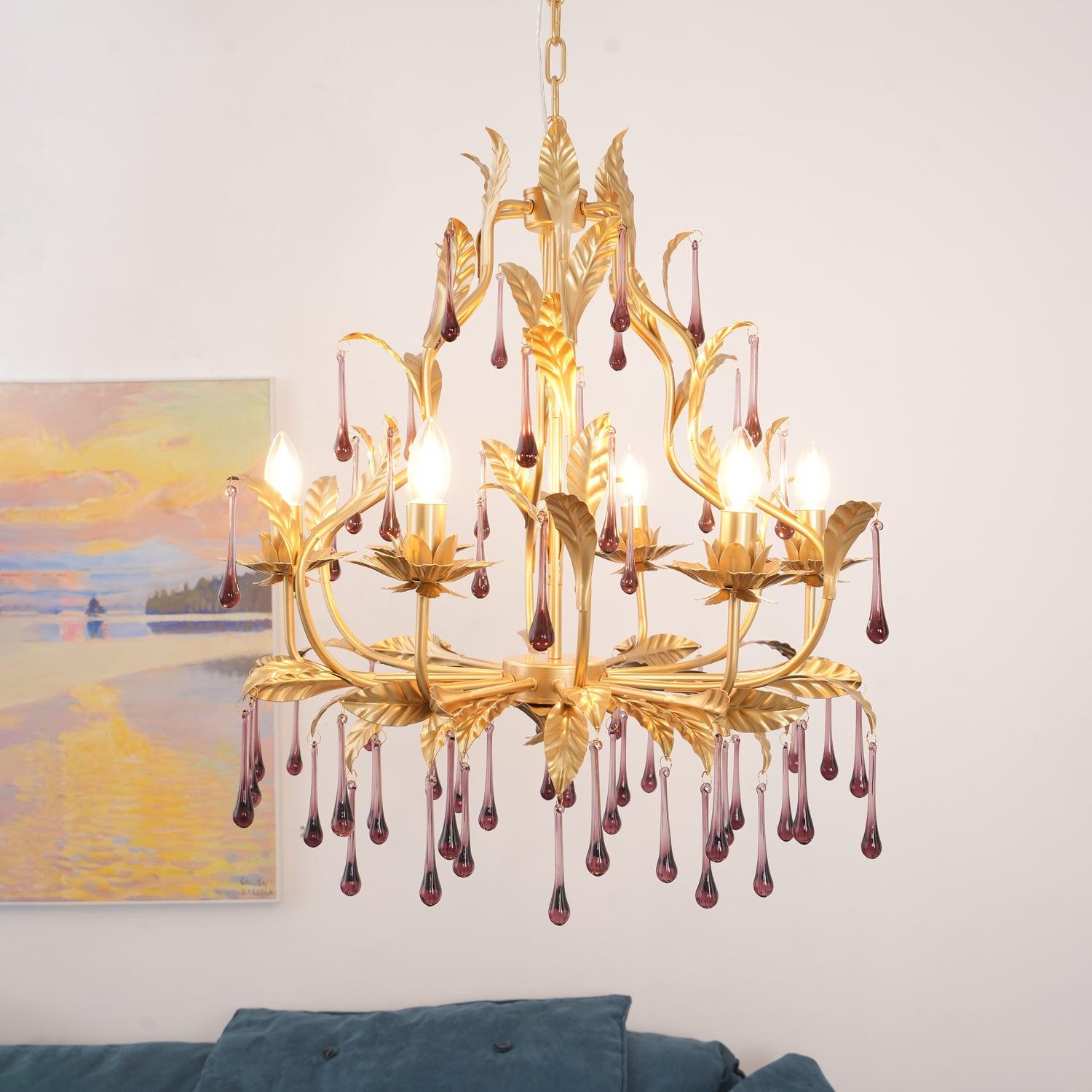 Amethyst Drops Glass Chandelier - Lamp Outdoor