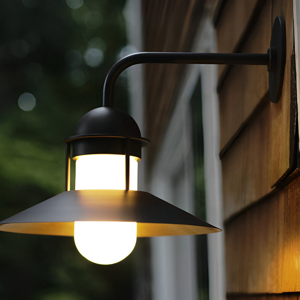 Antique Round Iron Glass Waterproof Black Retro Outdoor Wall Lights - Lamp Outdoor