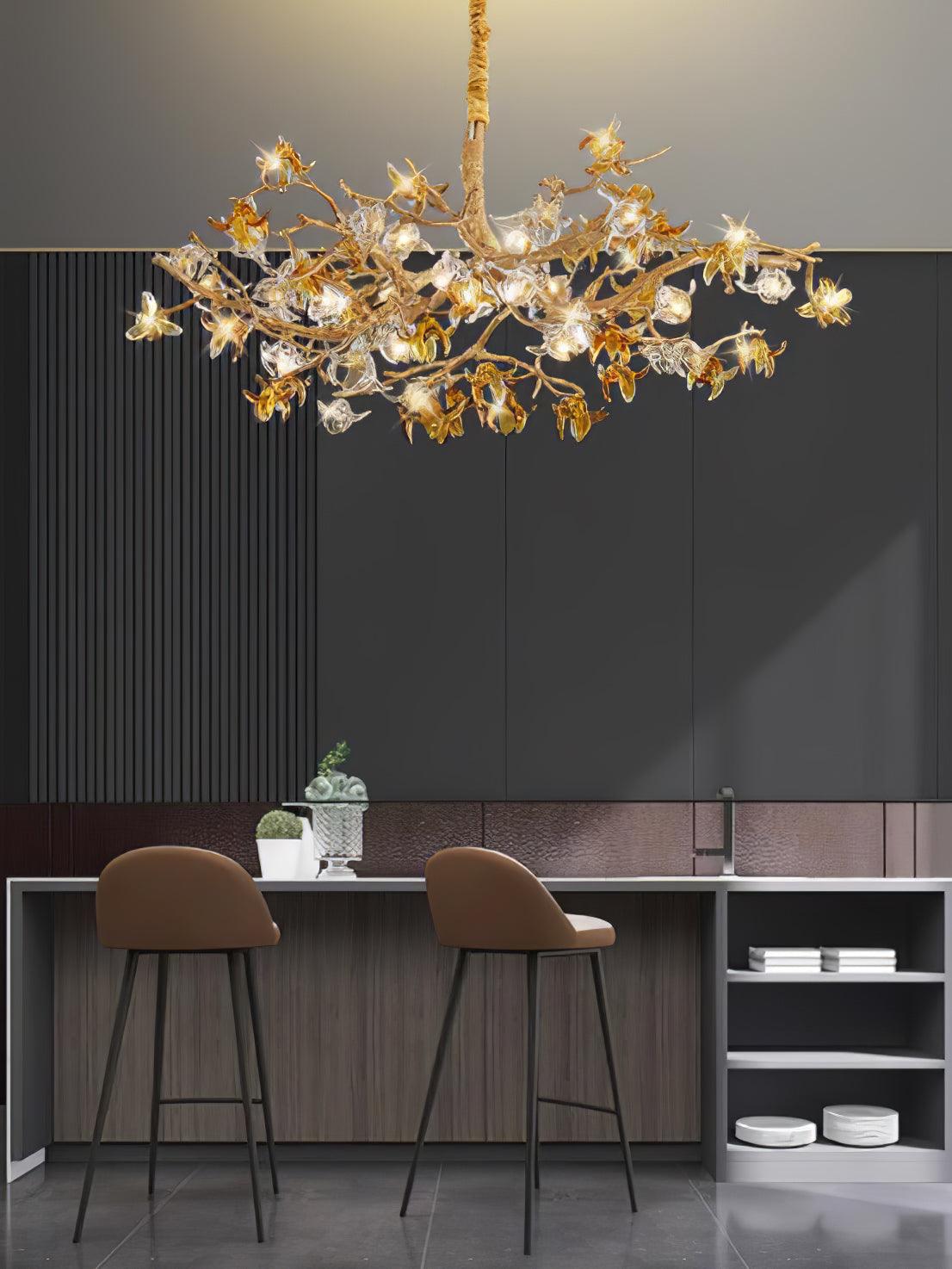 Ulfuvye Postmodern Luxury Branch Brass Crystal Chandelier - Lamp Outdoor