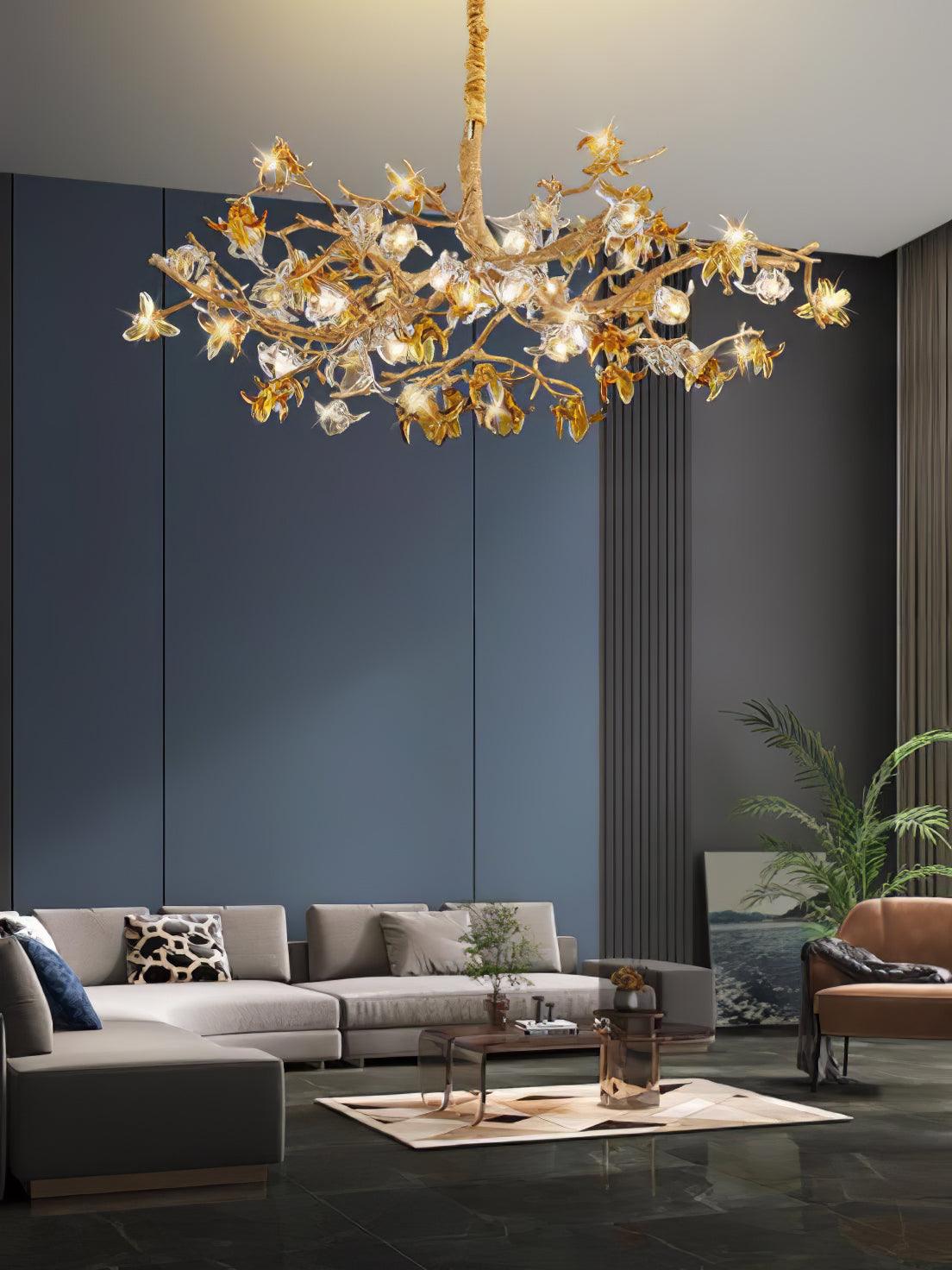 Ulfuvye Postmodern Luxury Branch Brass Crystal Chandelier - Lamp Outdoor