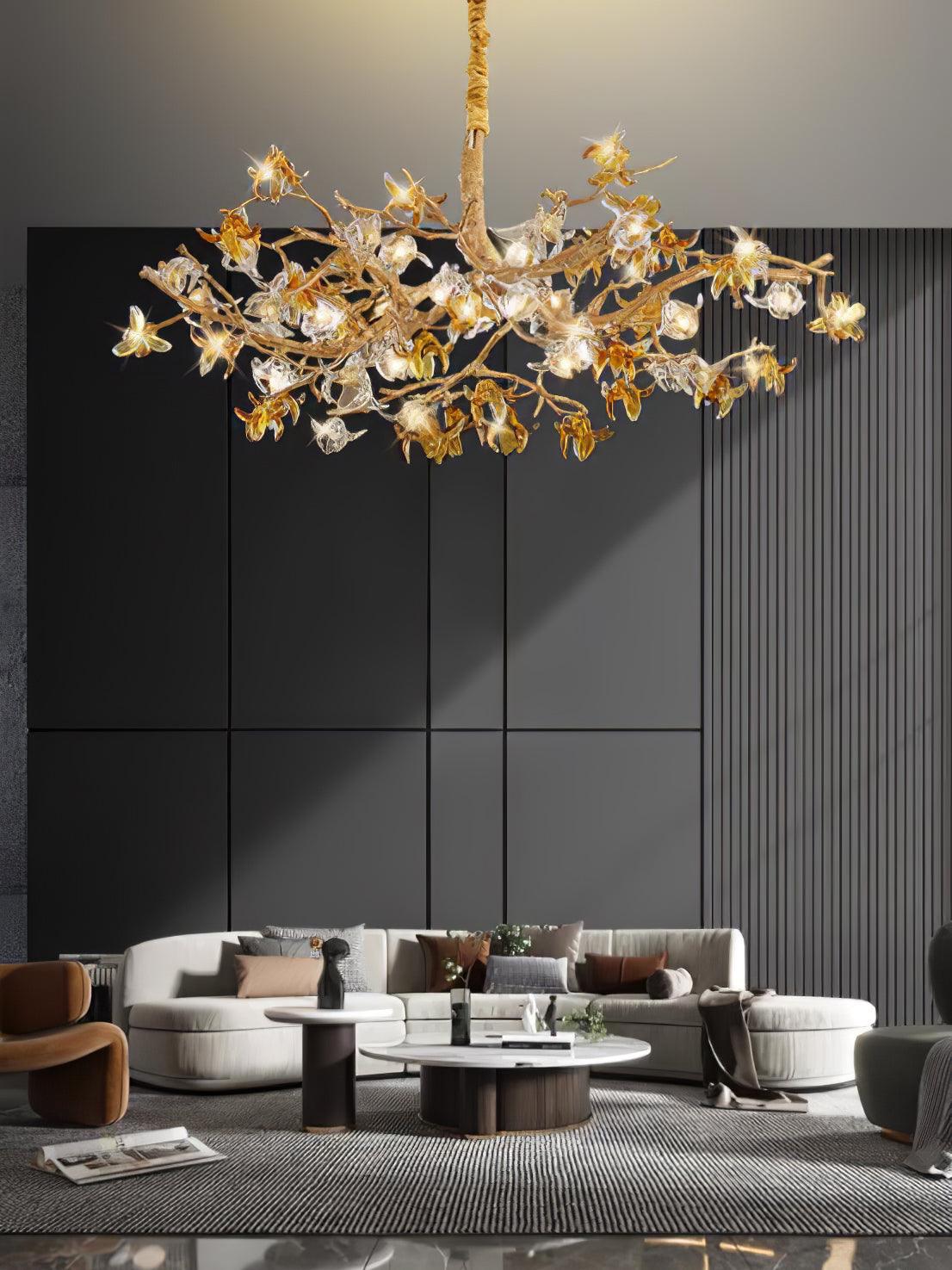 Ulfuvye Postmodern Luxury Branch Brass Crystal Chandelier - Lamp Outdoor