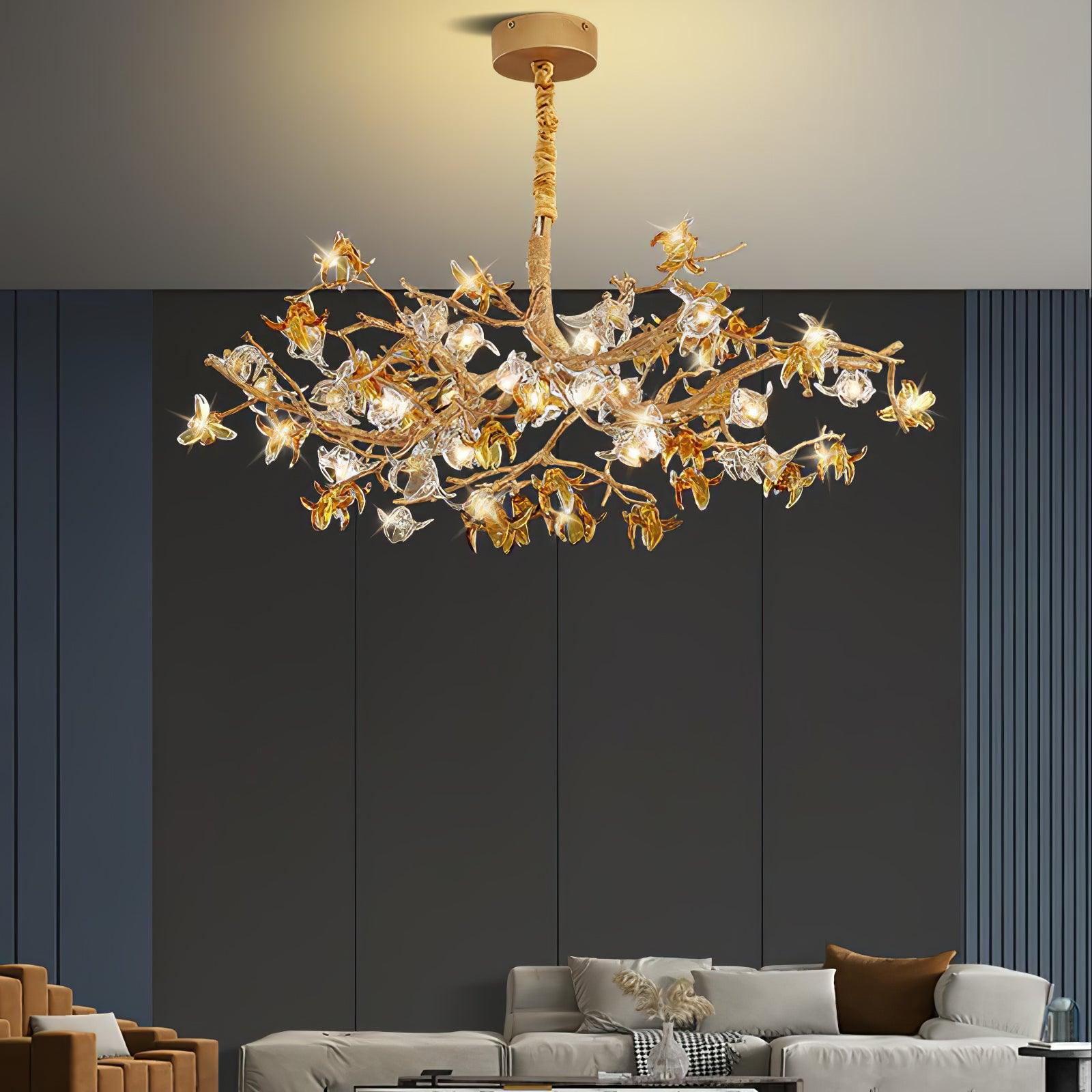 Ulfuvye Postmodern Luxury Branch Brass Crystal Chandelier - Lamp Outdoor