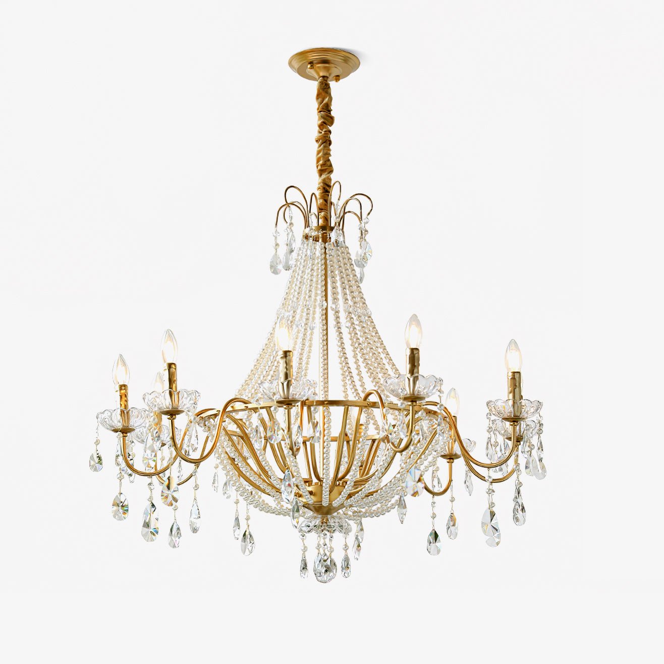 Eurvaros Vintage Crystal Brass Chandelier - Lamp Outdoor