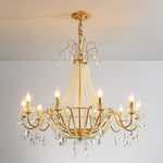 Eurvaros Vintage Crystal Brass Chandelier - Lamp Outdoor
