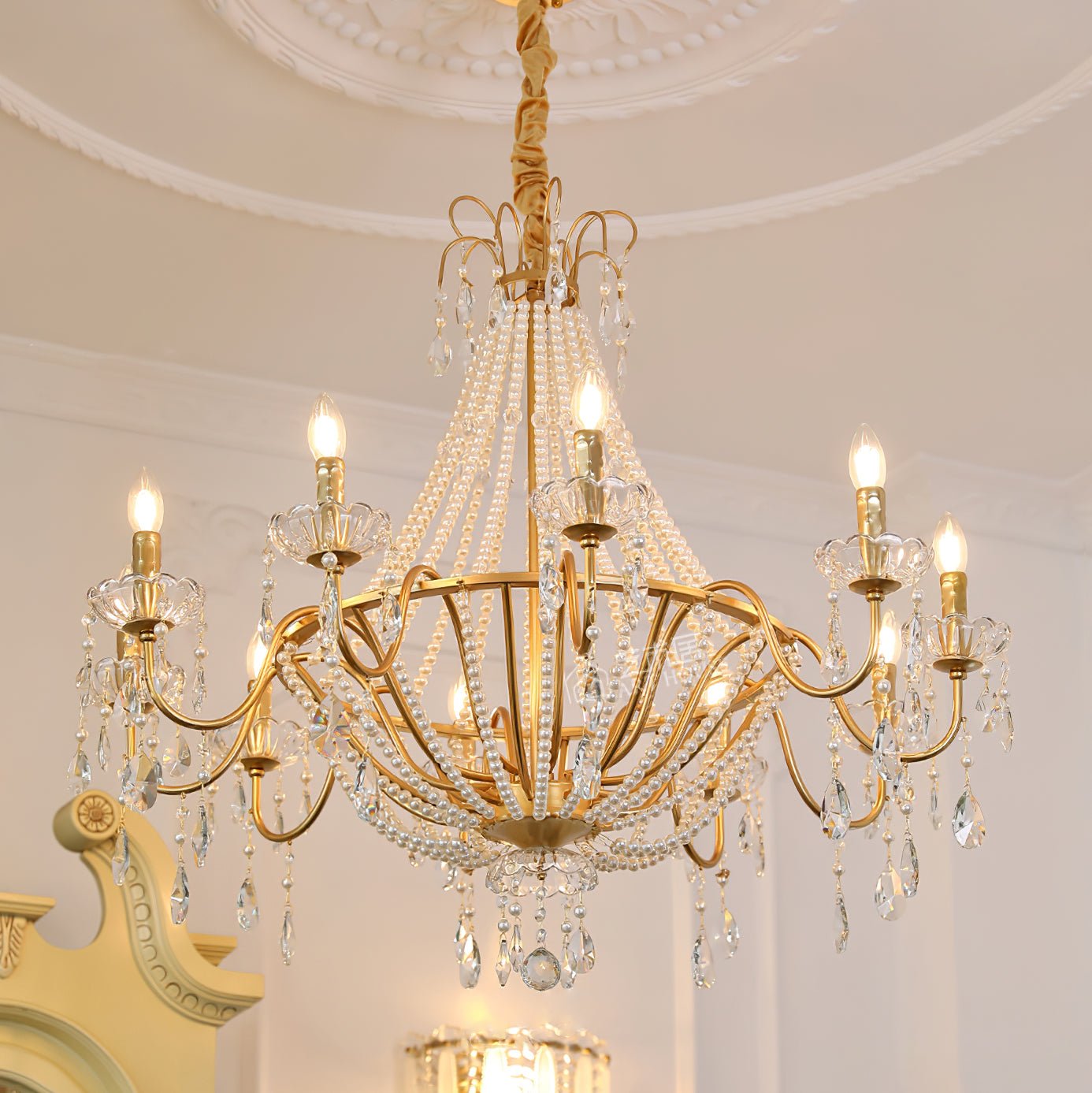 Eurvaros Vintage Crystal Brass Chandelier - Lamp Outdoor