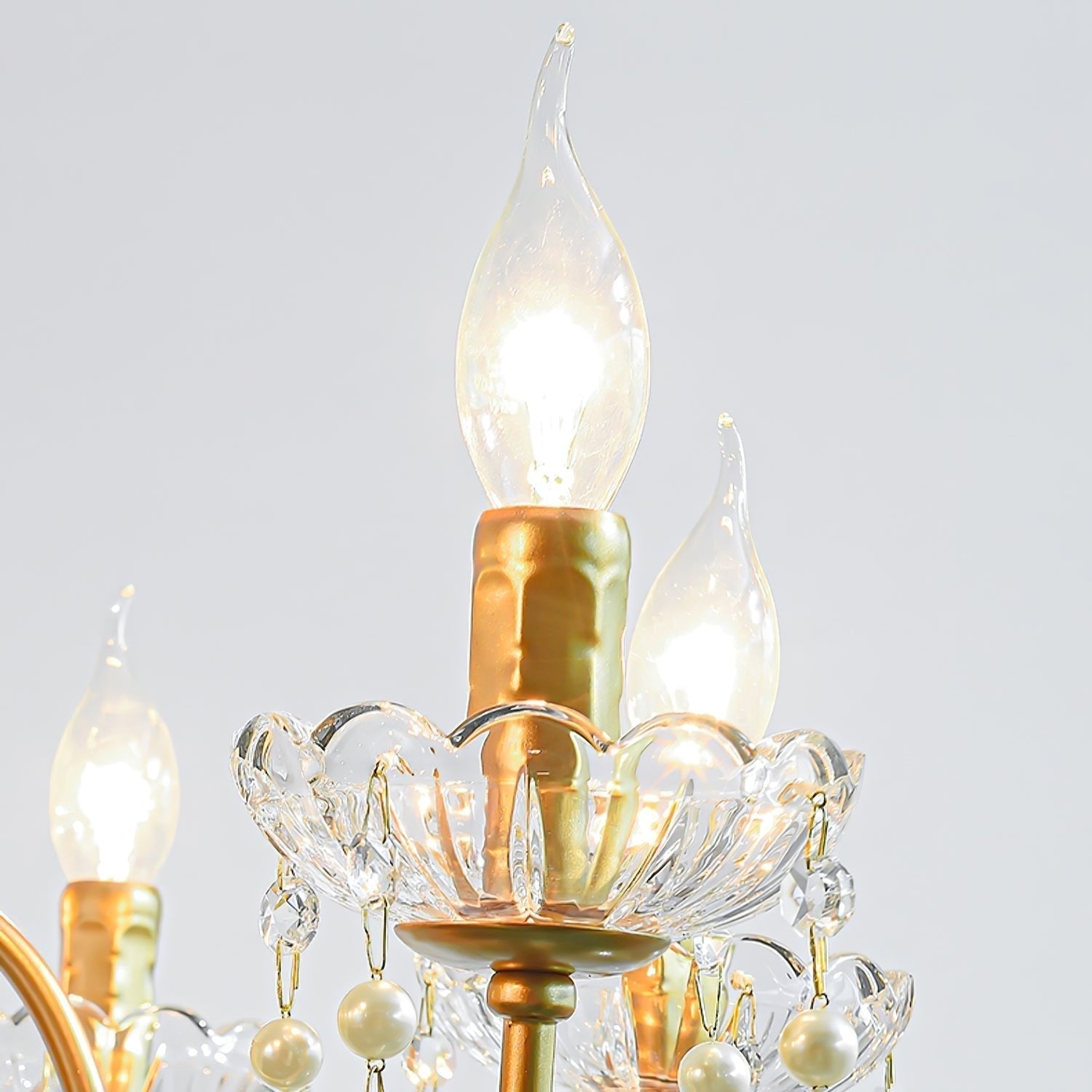 Eurvaros Vintage Crystal Brass Chandelier - Lamp Outdoor