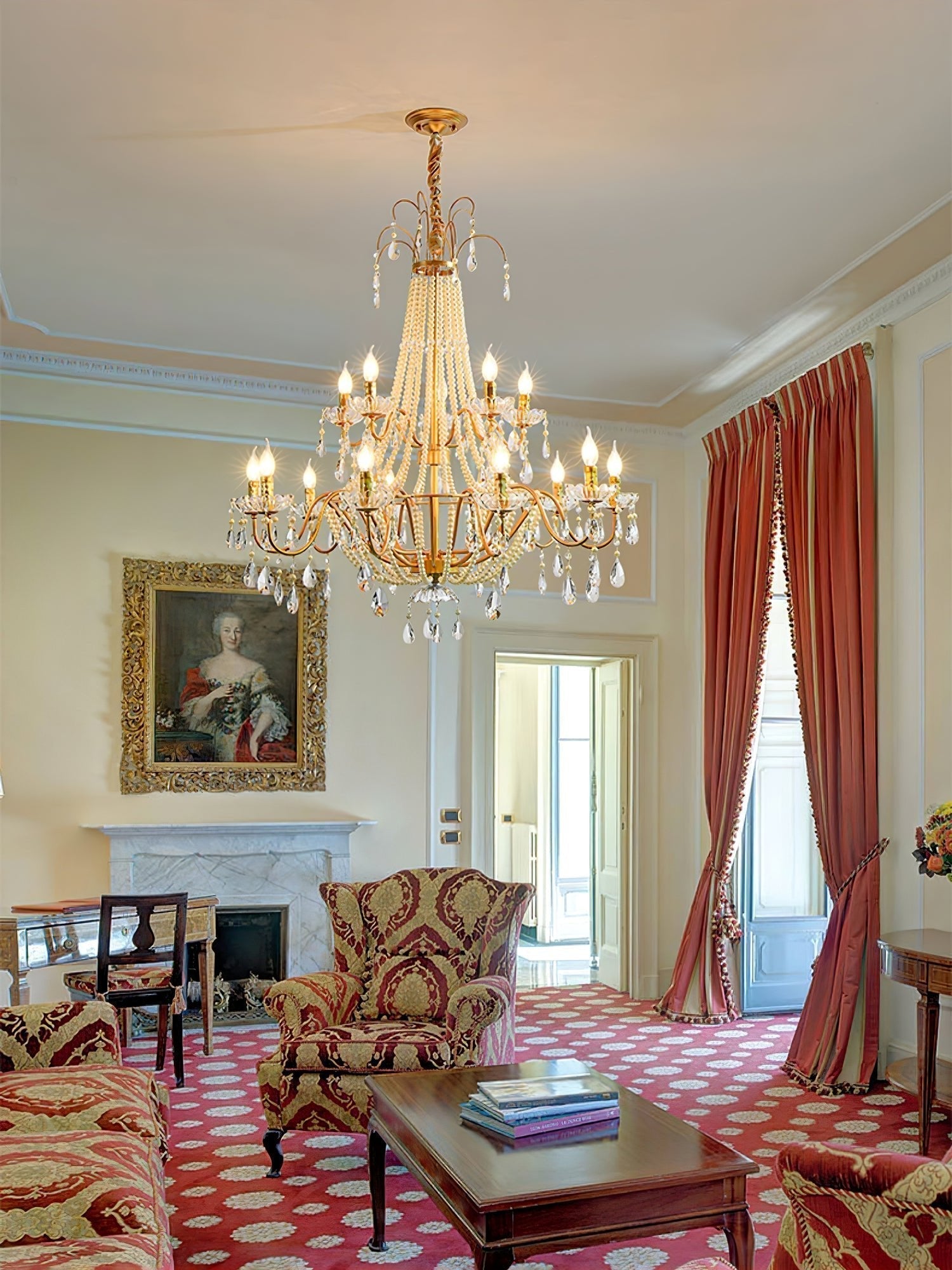 Eurvaros Vintage Crystal Brass Chandelier - Lamp Outdoor