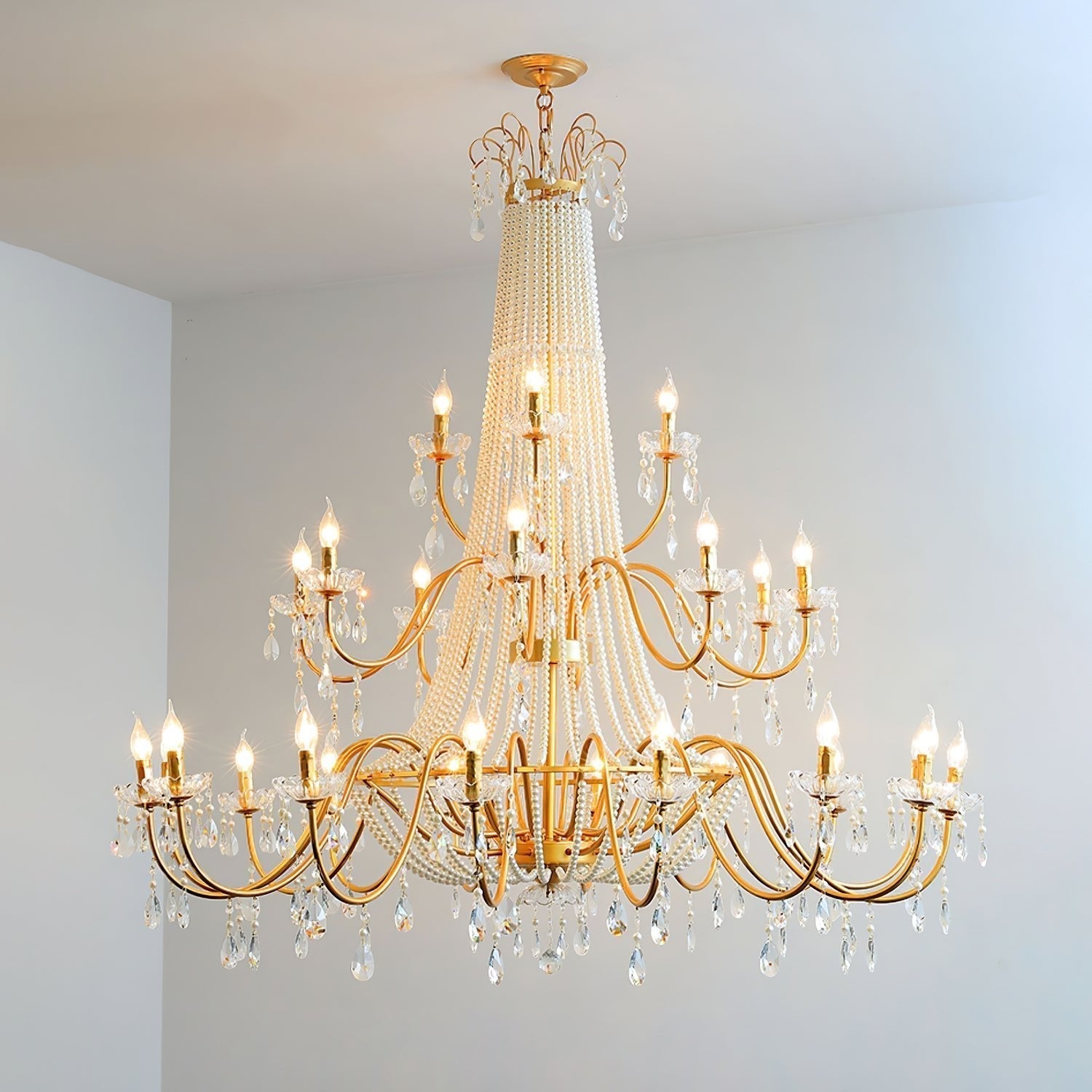 Eurvaros Vintage Crystal Brass Chandelier - Lamp Outdoor