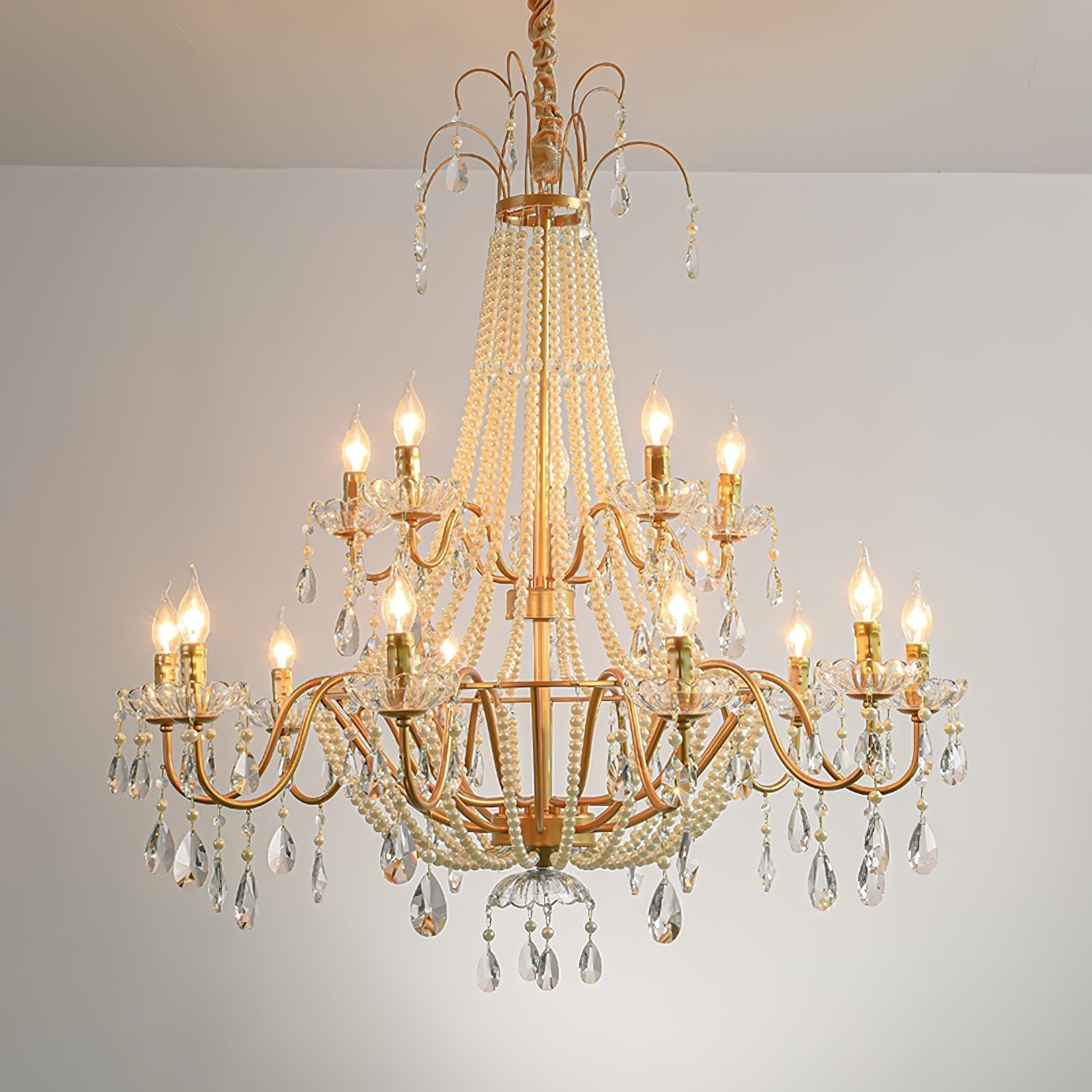 Eurvaros Vintage Crystal Brass Chandelier - Lamp Outdoor