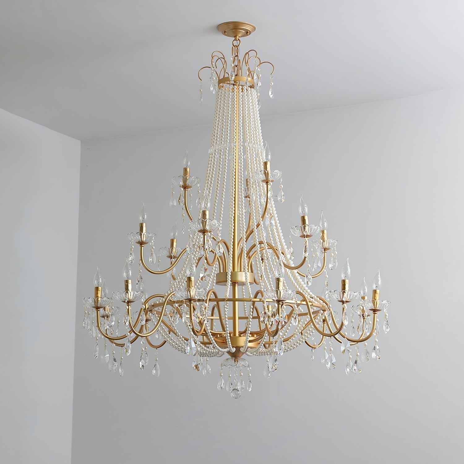 Eurvaros Vintage Crystal Brass Chandelier - Lamp Outdoor