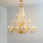 Eurvaros Vintage Crystal Brass Chandelier - Lamp Outdoor