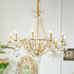 Eurvaros Vintage Crystal Brass Chandelier - Lamp Outdoor