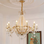 Eurvaros Vintage Crystal Brass Chandelier - Lamp Outdoor