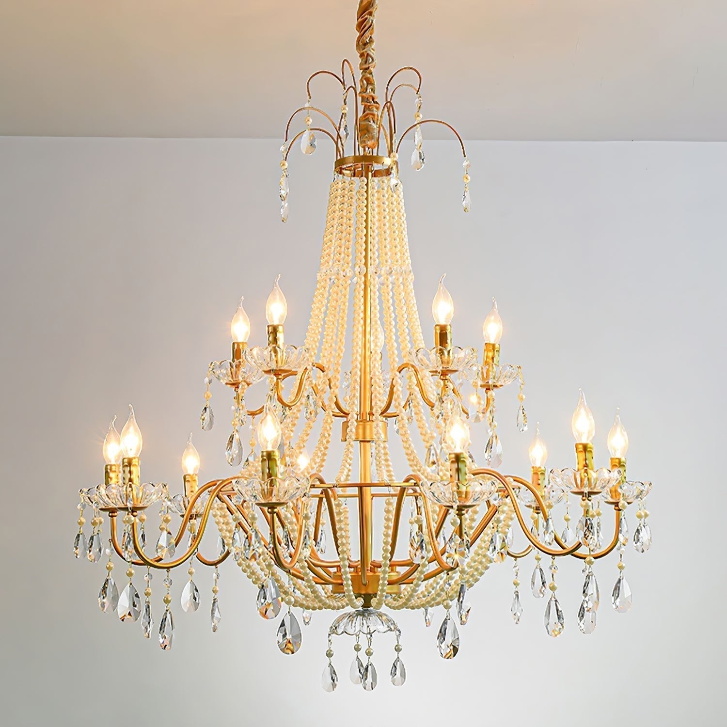 Eurvaros Vintage Crystal Brass Chandelier - Lamp Outdoor