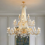 Eurvaros Vintage Crystal Brass Chandelier - Lamp Outdoor