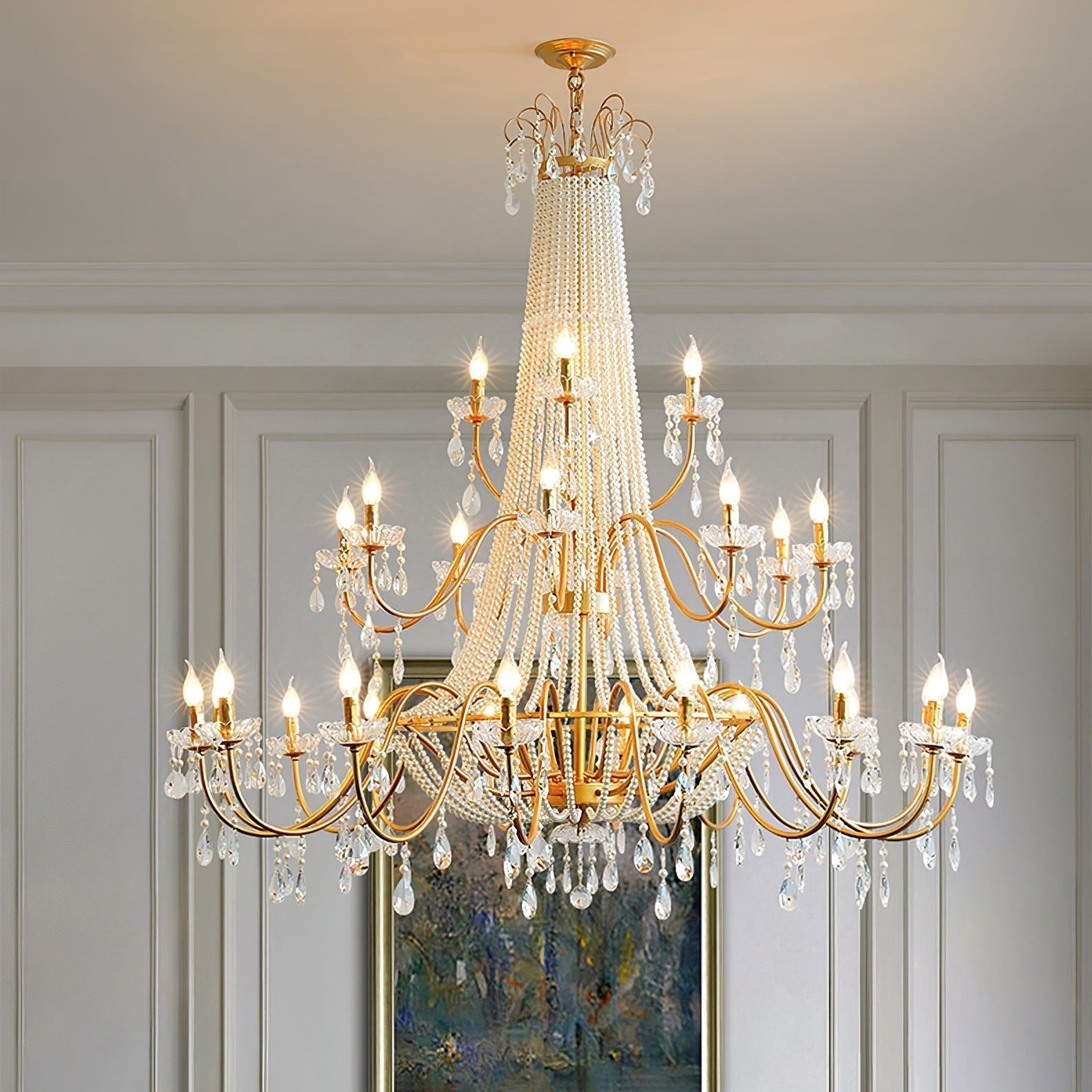 Eurvaros Vintage Crystal Brass Chandelier - Lamp Outdoor