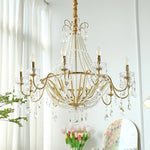 Eurvaros Vintage Crystal Brass Chandelier - Lamp Outdoor