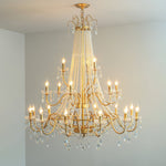Eurvaros Vintage Crystal Brass Chandelier - Lamp Outdoor