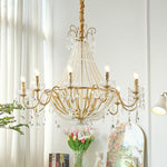Eurvaros Vintage Crystal Brass Chandelier - Lamp Outdoor