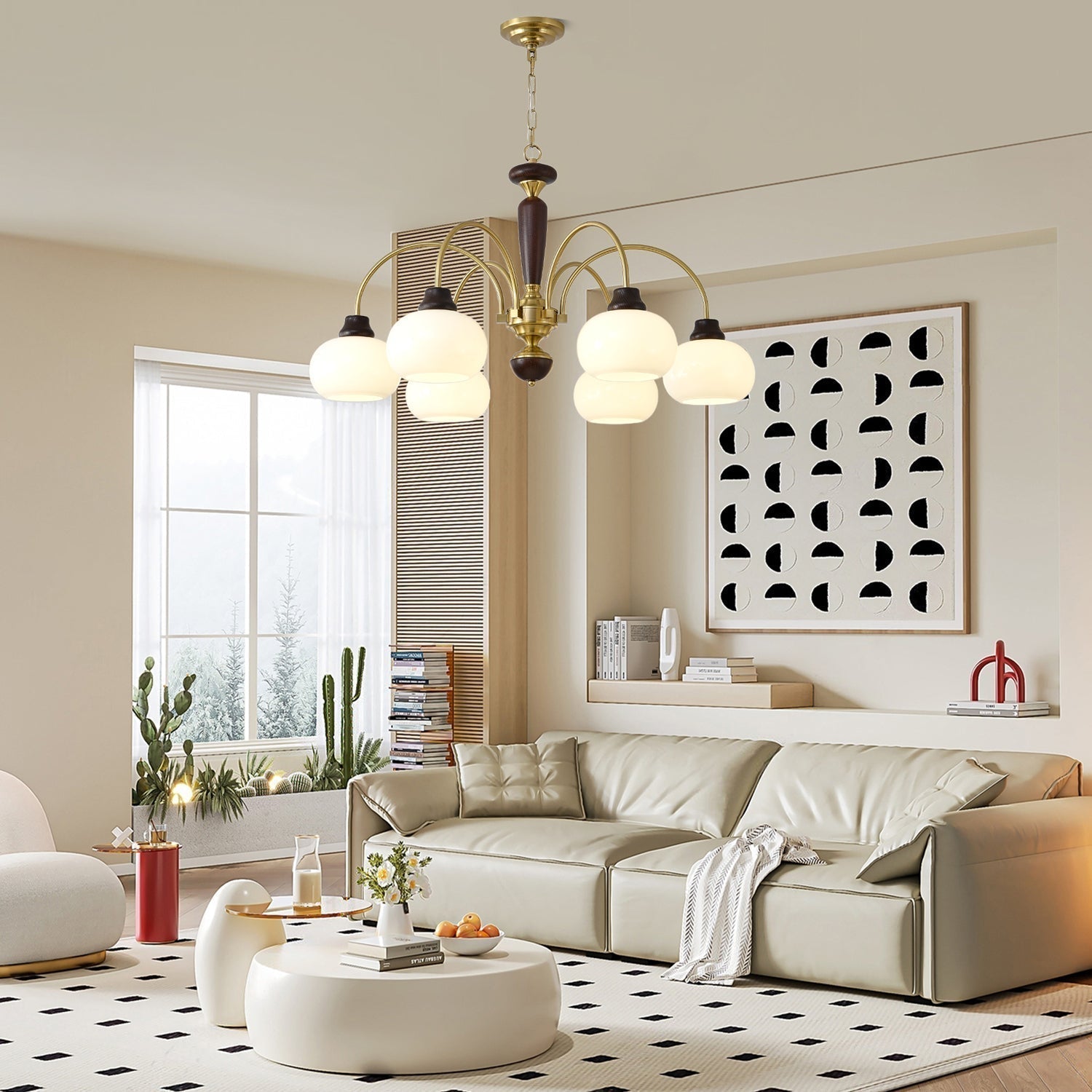 Aurora Chandelier Arched Globe White Shade - Lamp Outdoor