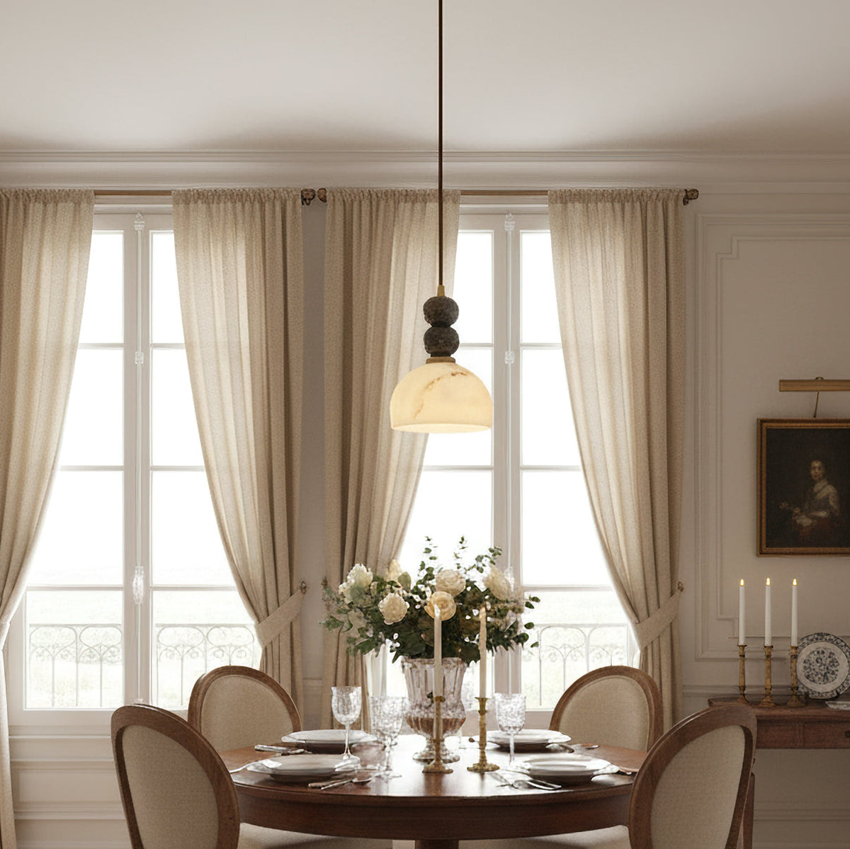 Arica Marble Orb Dome Pendant Light