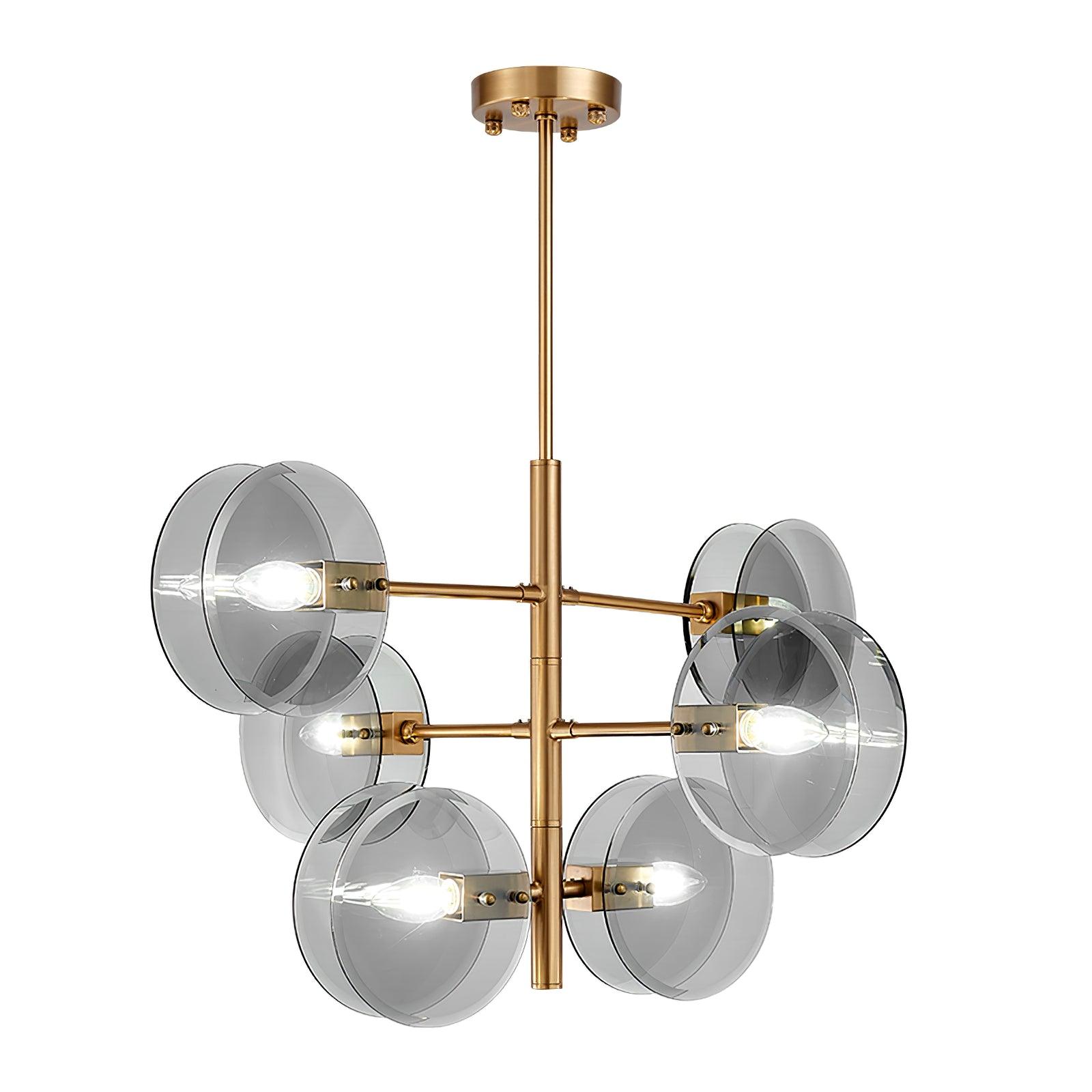 Aurora Chandelier Smoke Glass Round Layered - Lamp Outdoor