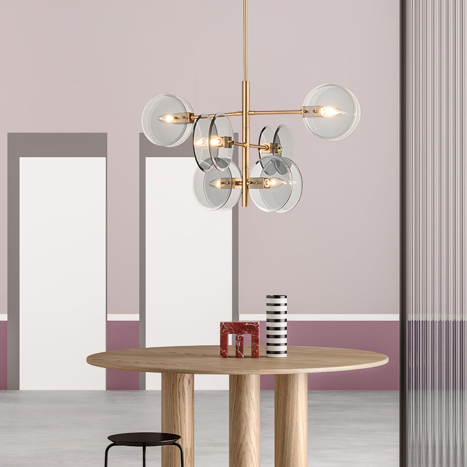 Aurora Chandelier Smoke Glass Round Layered - Lamp Outdoor