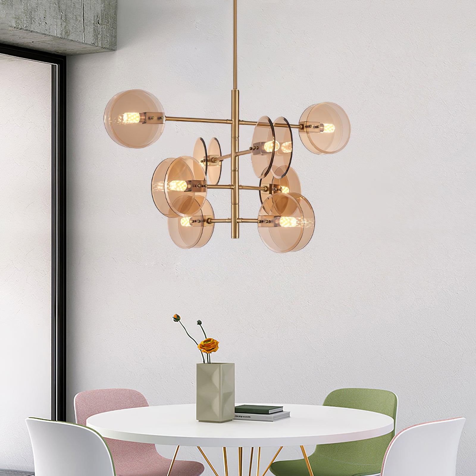 Aurora Chandelier Smoke Glass Round Layered - Lamp Outdoor