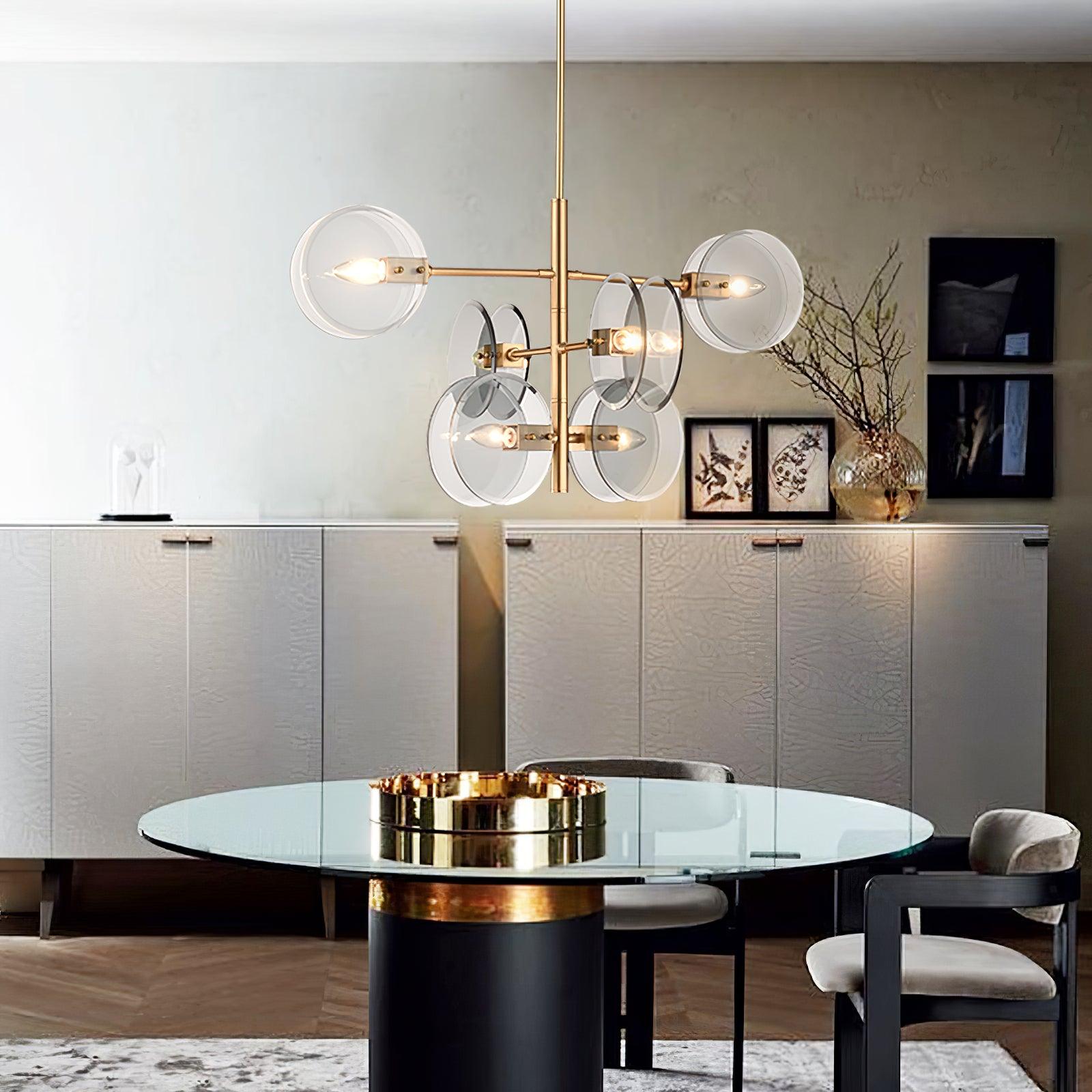 Aurora Chandelier Smoke Glass Round Layered - Lamp Outdoor