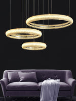 Vazorora Modern Minimalist Ring Metal Crystal Chandelier - Lamp Outdoor