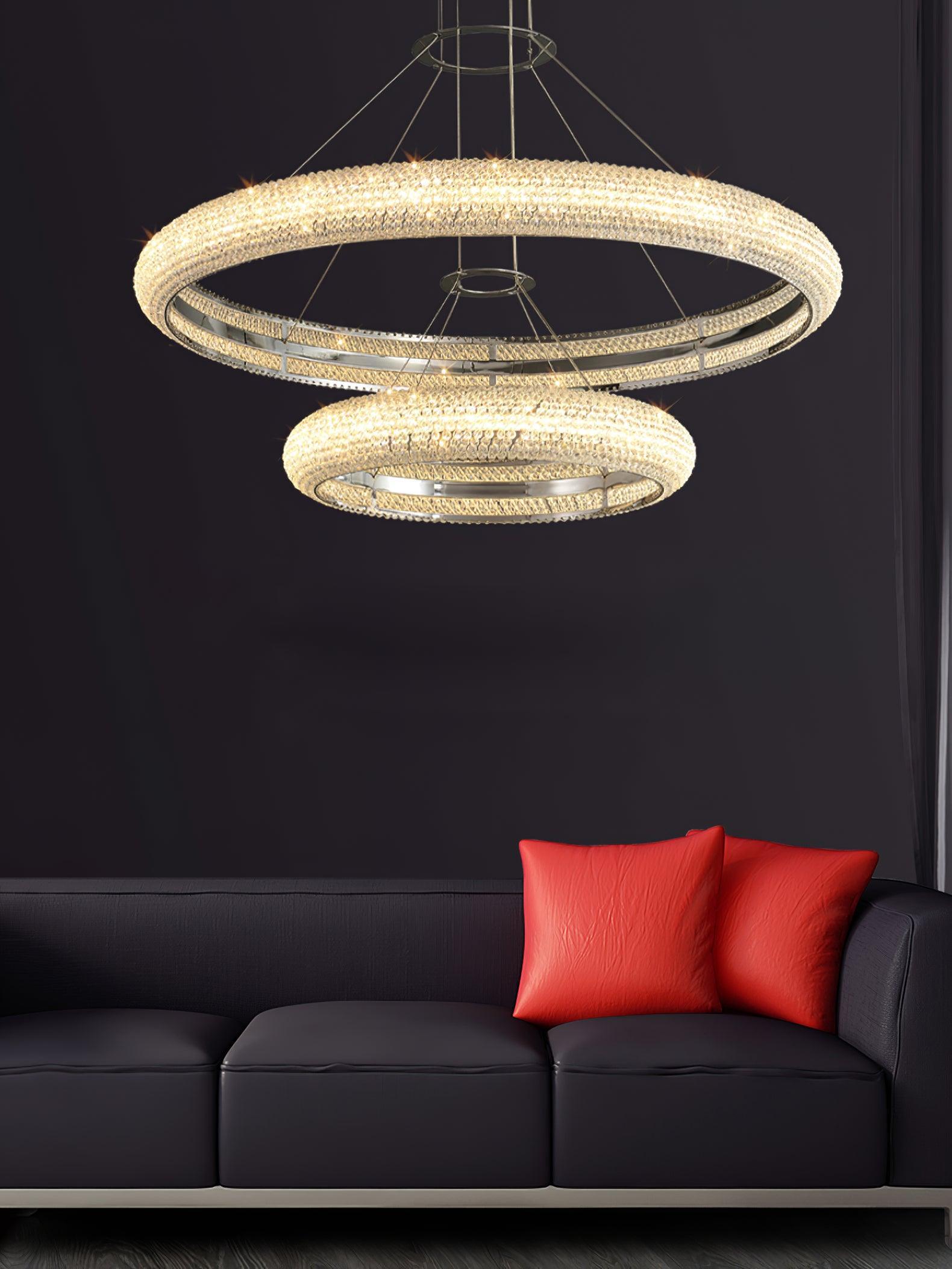 Vazorora Modern Minimalist Ring Metal Crystal Chandelier - Lamp Outdoor
