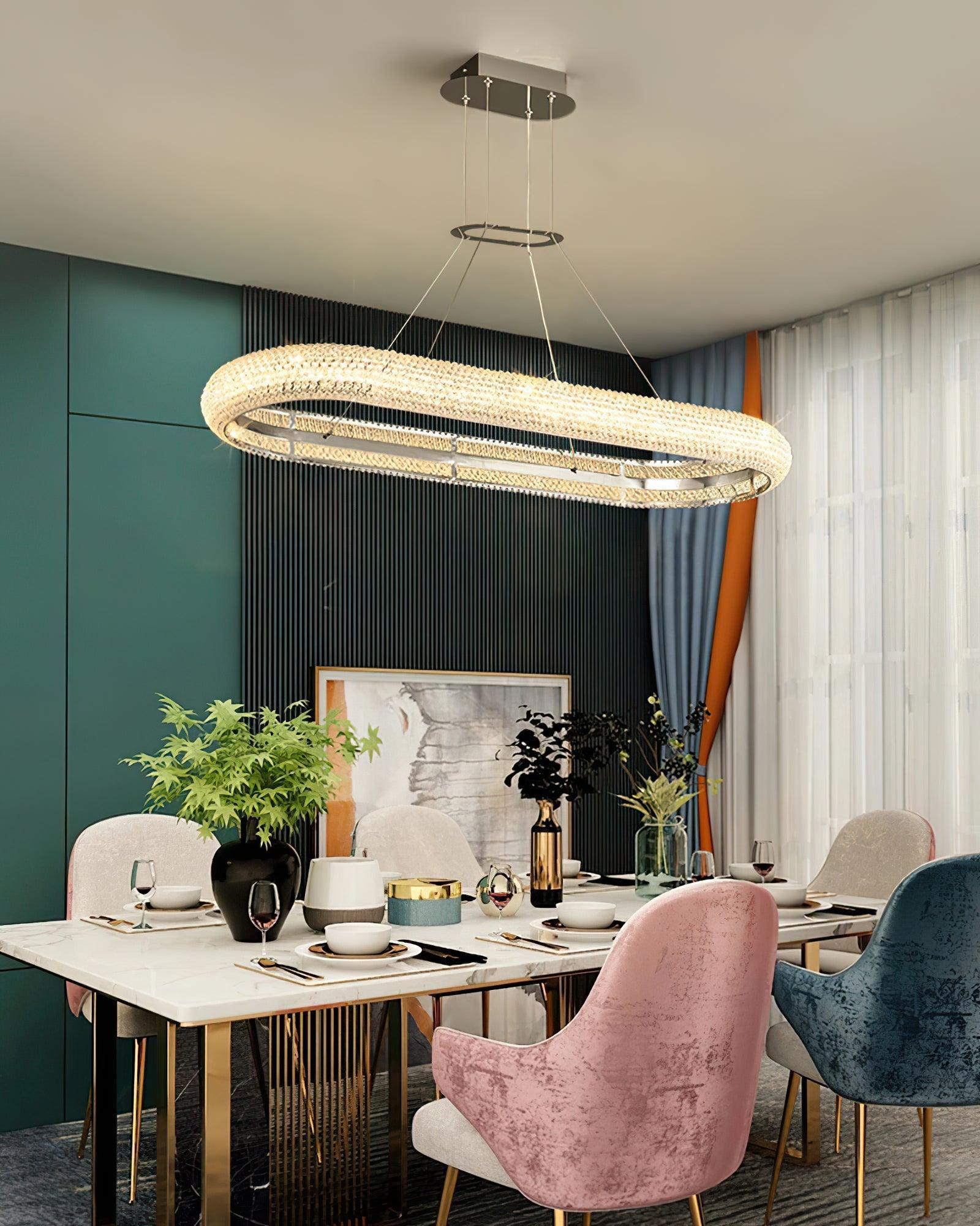 Vazorora Modern Minimalist Ring Metal Crystal Chandelier - Lamp Outdoor