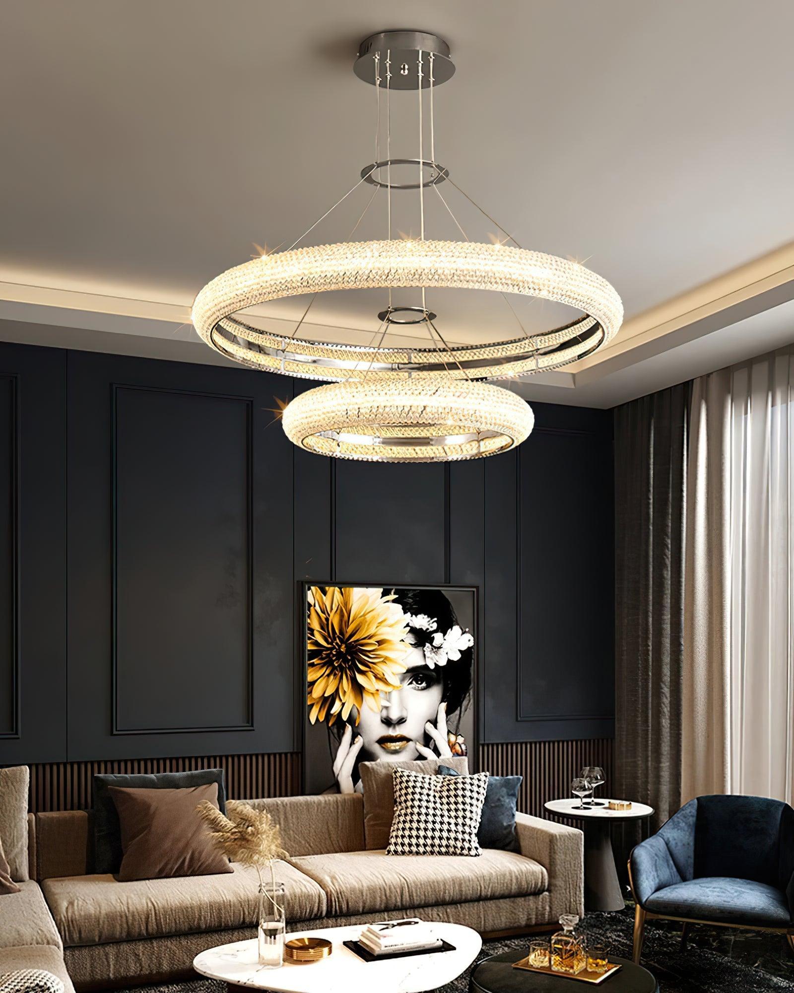 Vazorora Modern Minimalist Ring Metal Crystal Chandelier - Lamp Outdoor