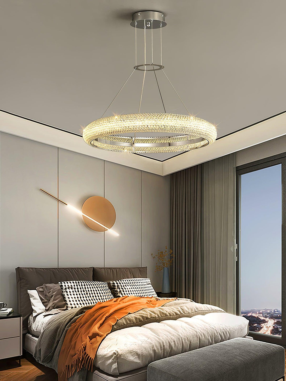 Vazorora Modern Minimalist Ring Metal Crystal Chandelier - Lamp Outdoor