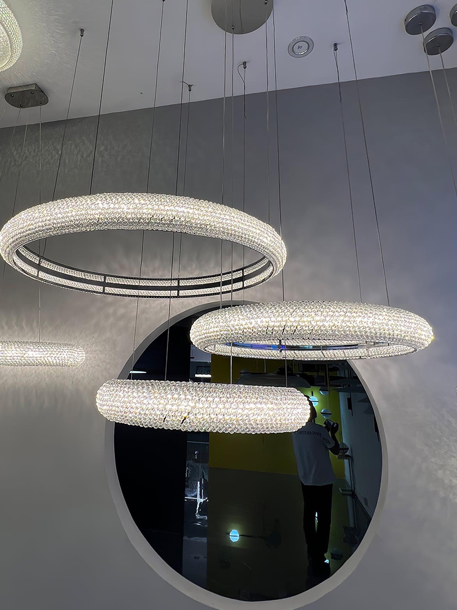 Vazorora Modern Minimalist Ring Metal Crystal Chandelier - Lamp Outdoor