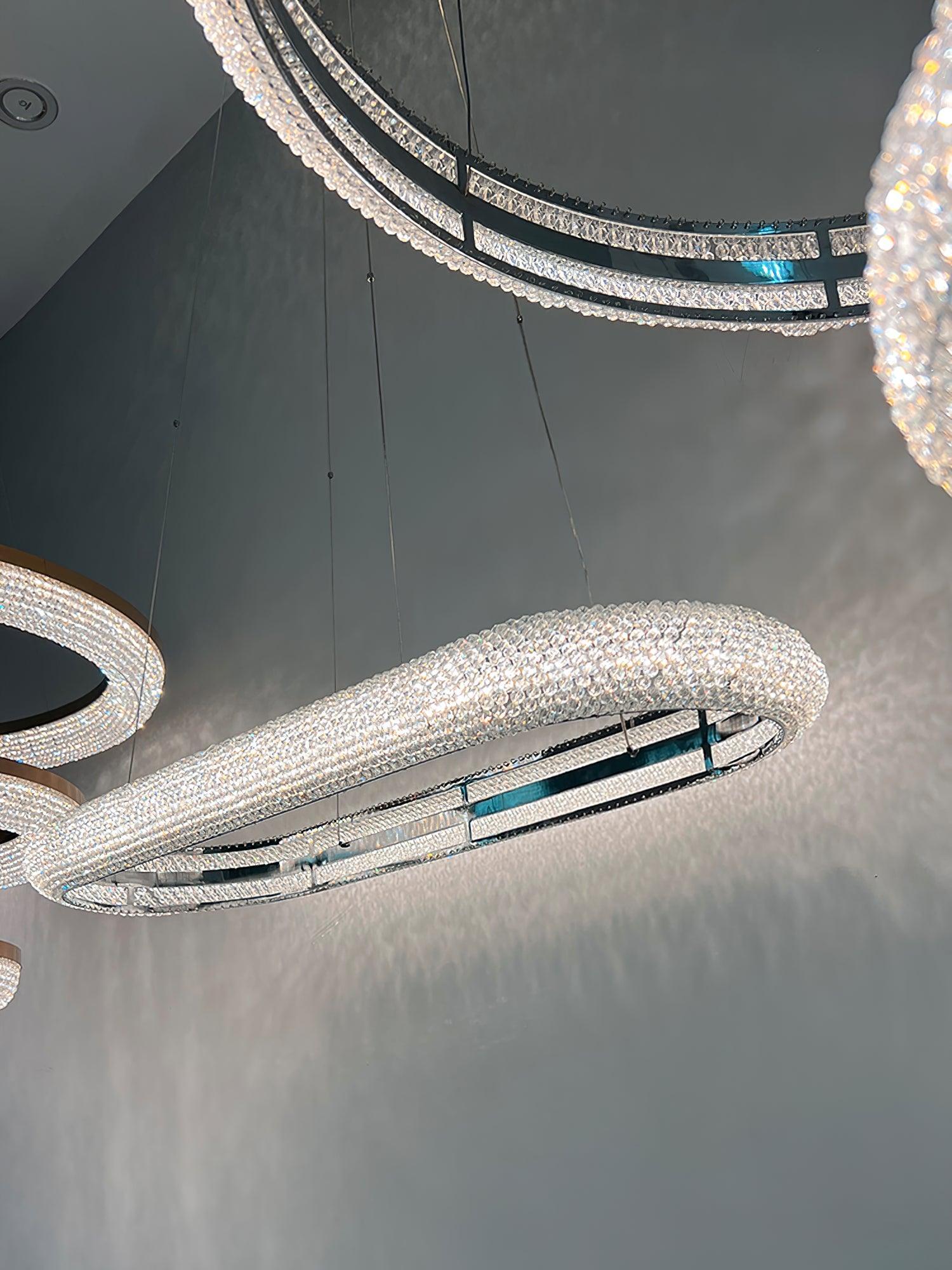 Vazorora Modern Minimalist Ring Metal Crystal Chandelier - Lamp Outdoor