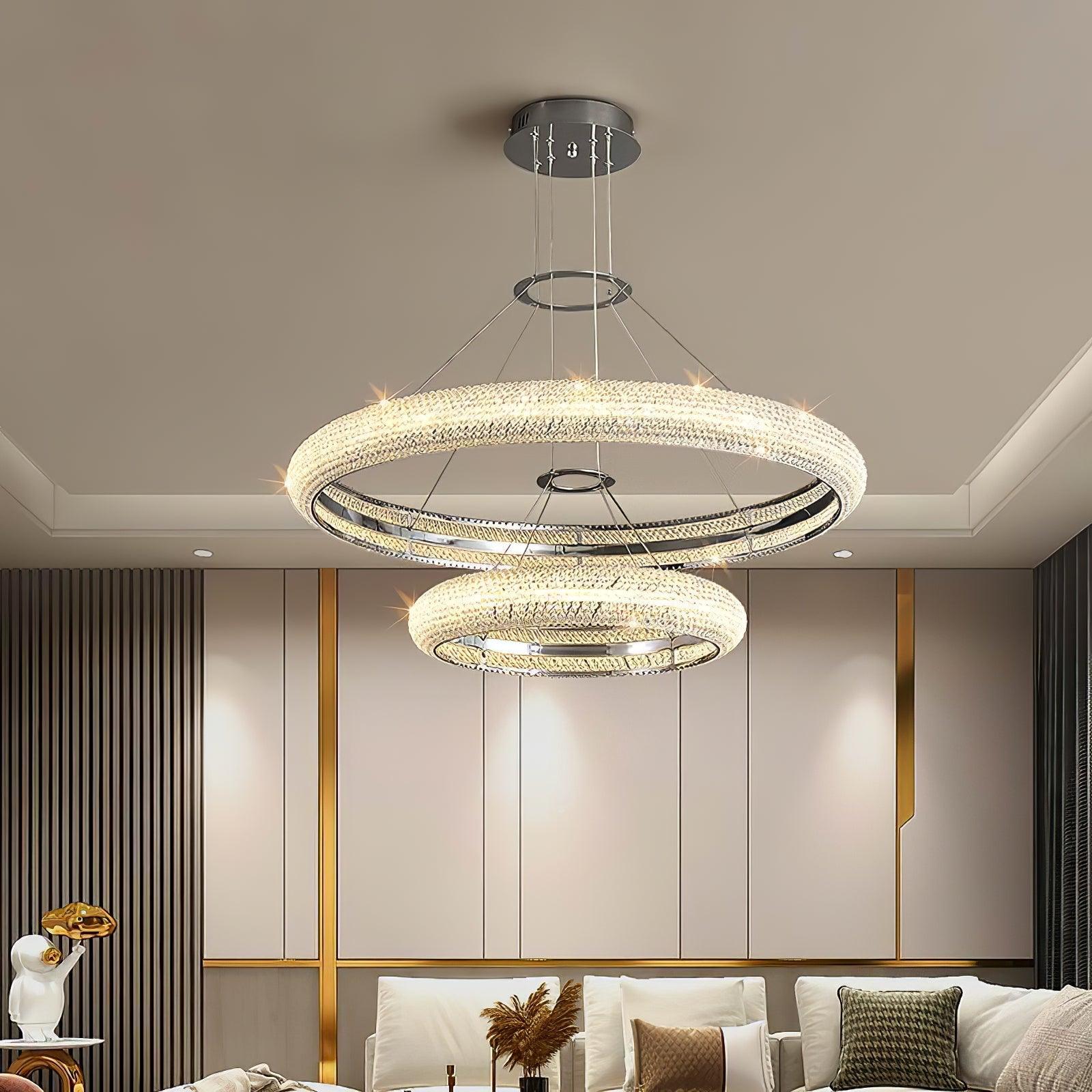 Vazorora Modern Minimalist Ring Metal Crystal Chandelier - Lamp Outdoor