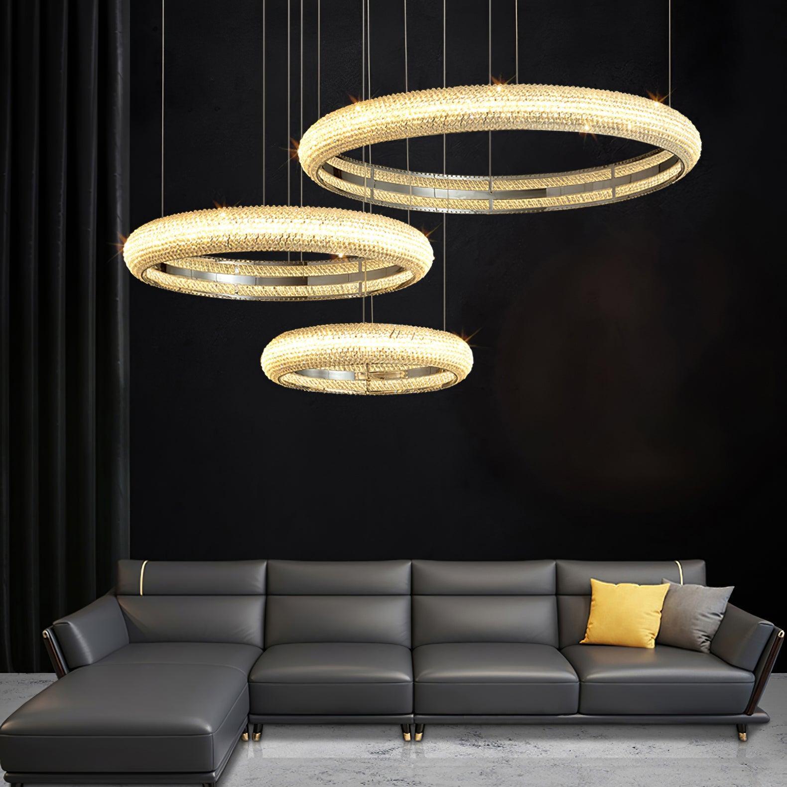 Vazorora Modern Minimalist Ring Metal Crystal Chandelier - Lamp Outdoor