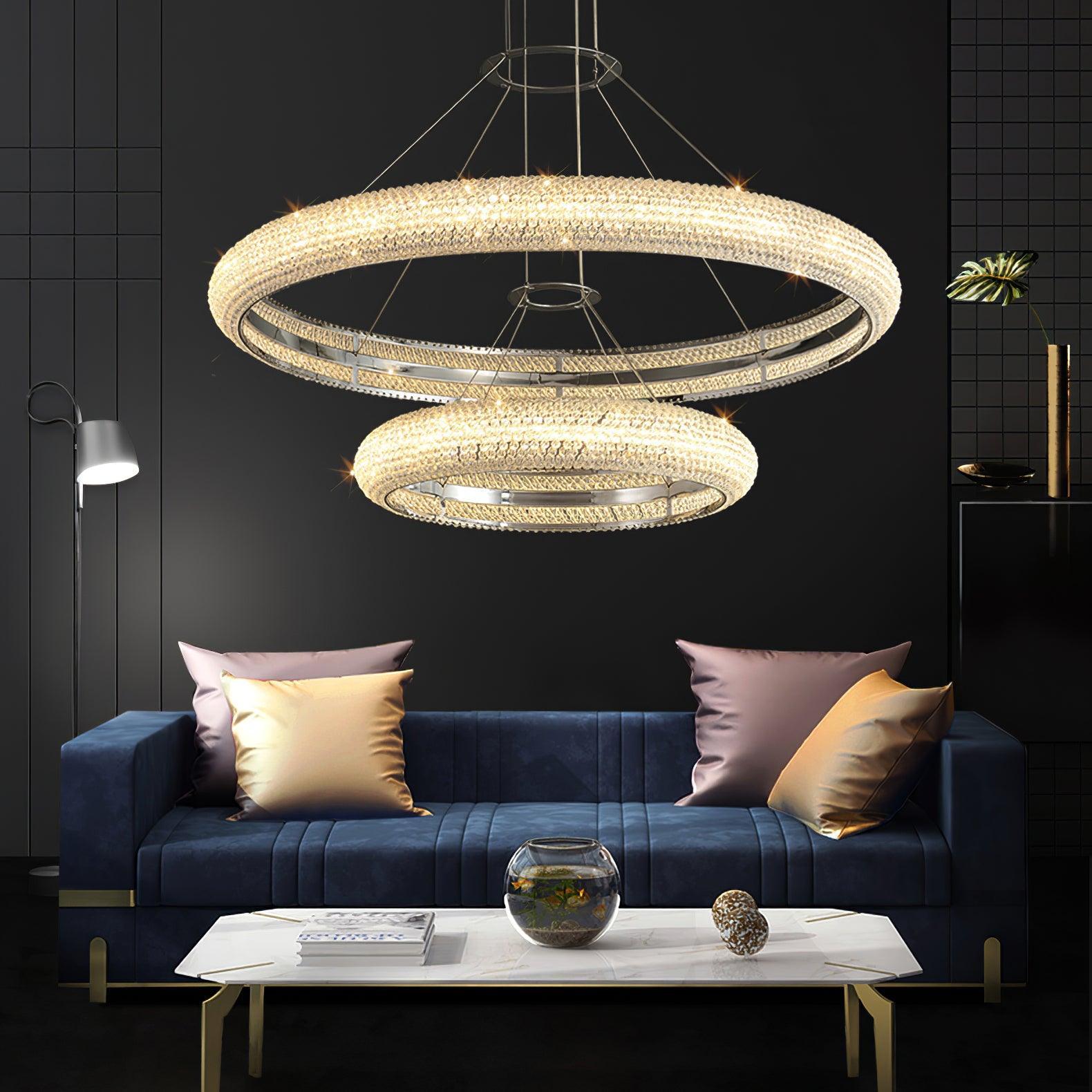 Vazorora Modern Minimalist Ring Metal Crystal Chandelier - Lamp Outdoor