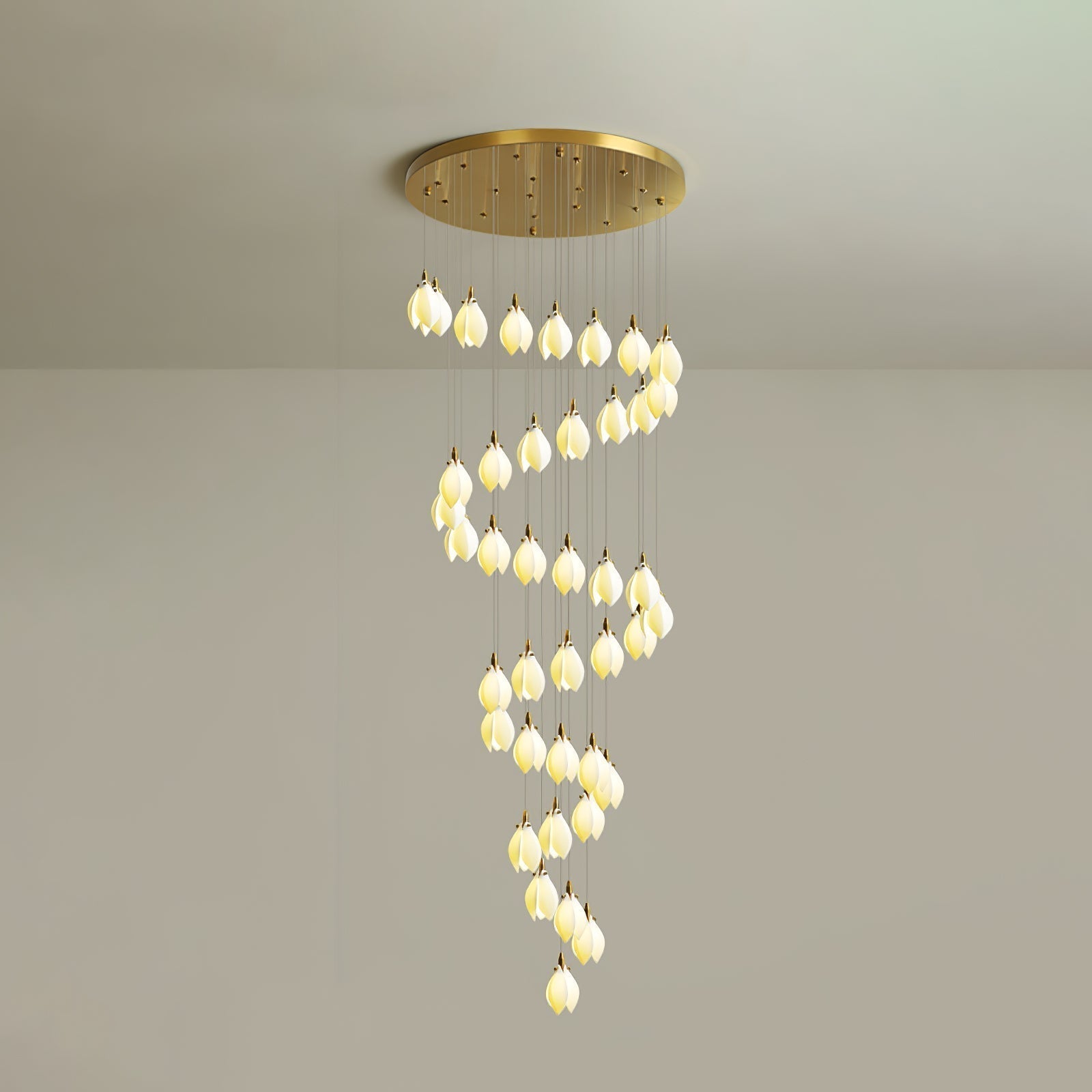 Caphayra Floral Ceramic Brass Chandelier - Lamp Outdoor