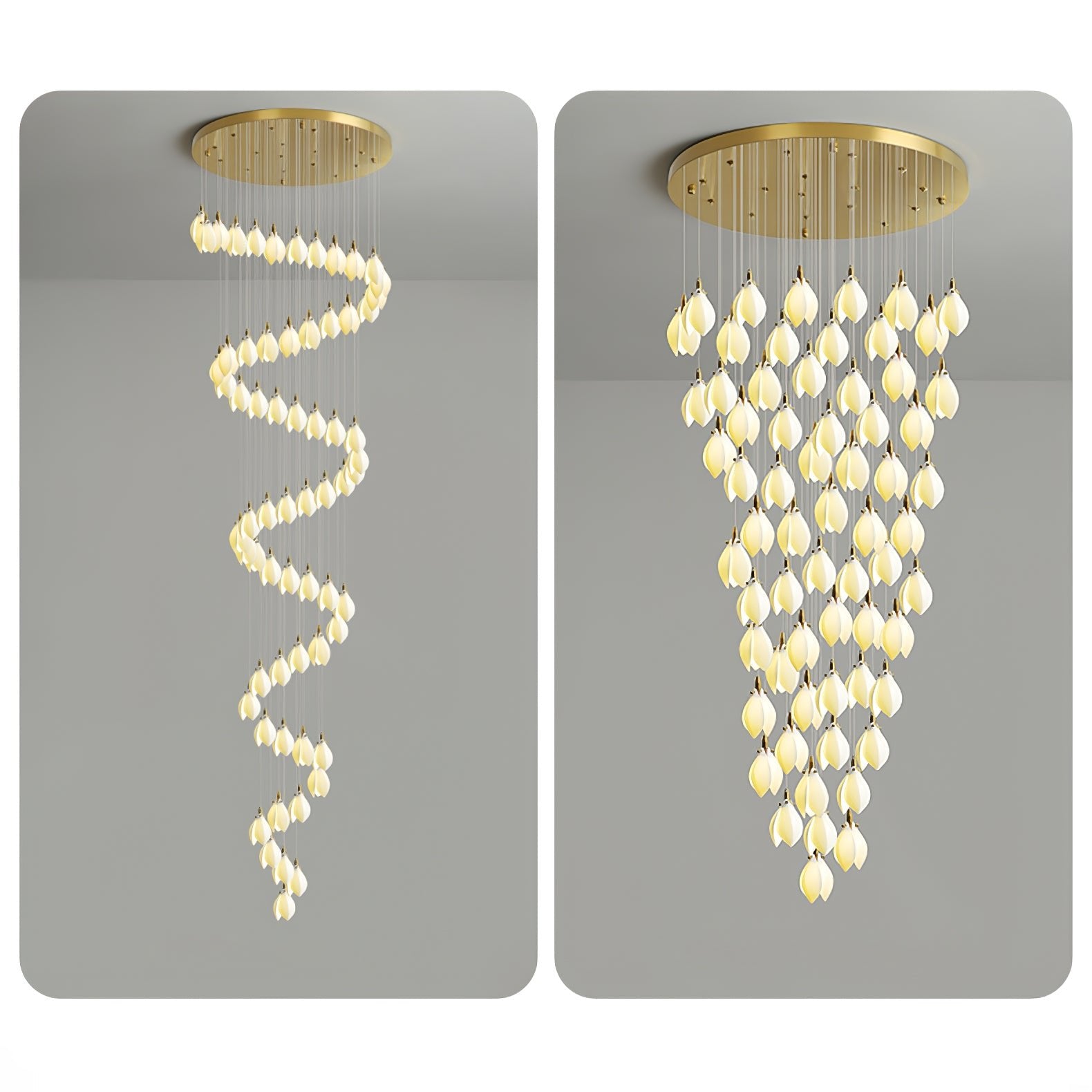 Caphayra Floral Ceramic Brass Chandelier - Lamp Outdoor