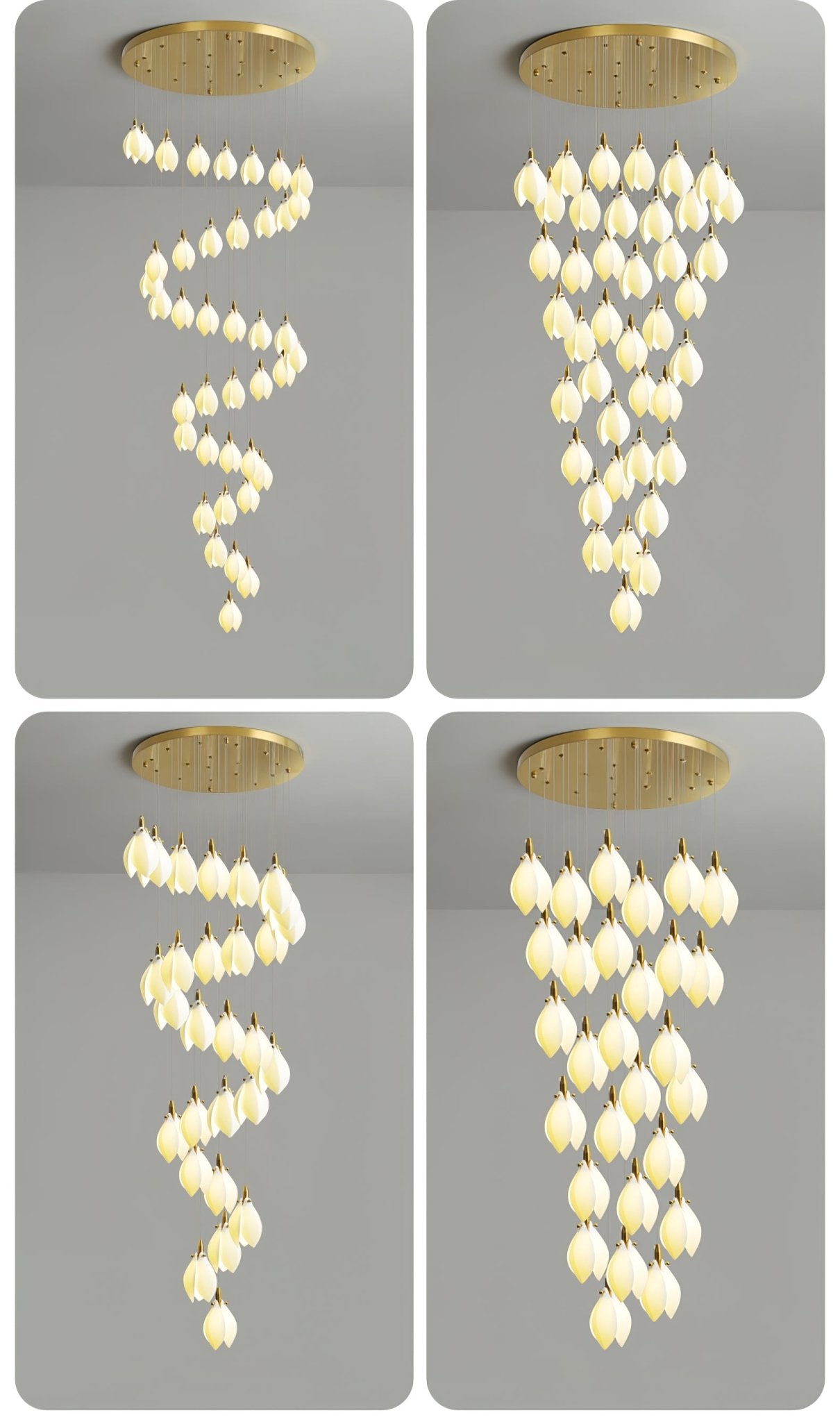 Caphayra Floral Ceramic Brass Chandelier - Lamp Outdoor