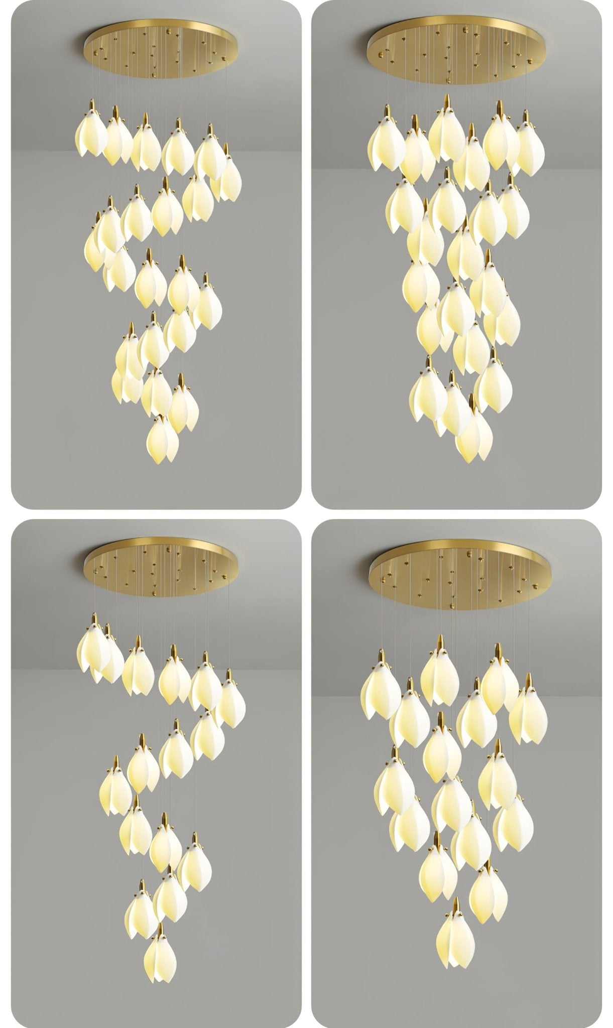 Caphayra Floral Ceramic Brass Chandelier - Lamp Outdoor
