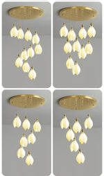 Caphayra Floral Ceramic Brass Chandelier - Lamp Outdoor