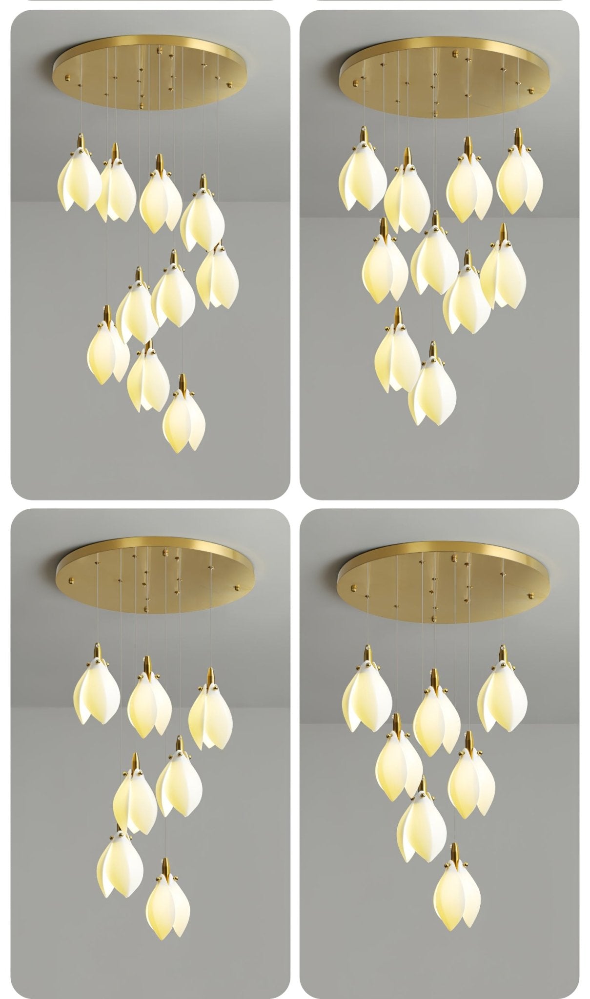 Caphayra Floral Ceramic Brass Chandelier - Lamp Outdoor
